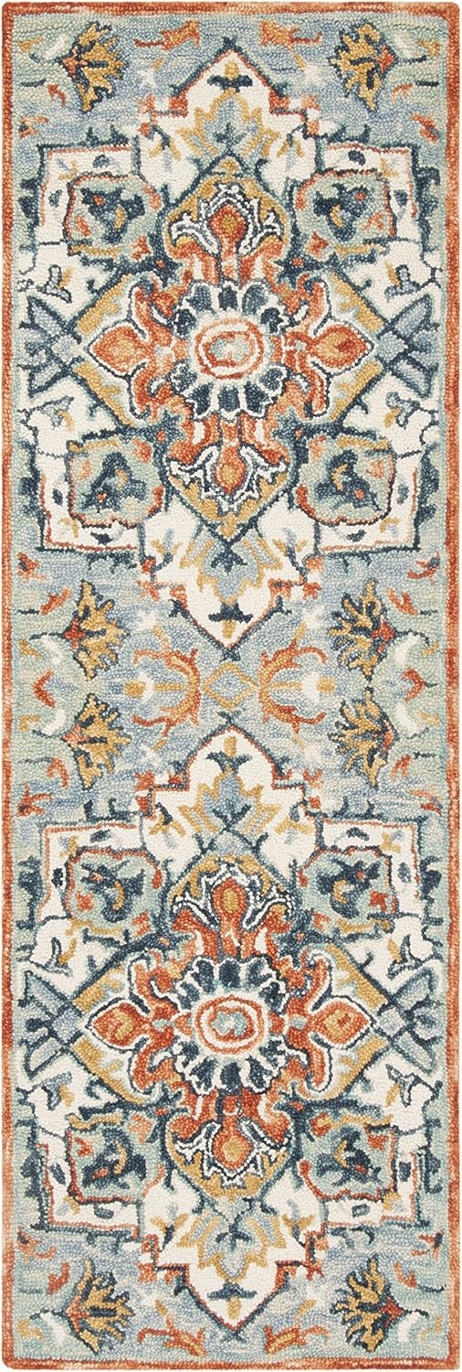 image:imageSAFAVIEH Area Rug 8x10 Aspen Collection Large Blue amp Rust Handmade Wool Boho Design Ideal for Living Room Bedroom Office Dining Space APN312ABlueRust