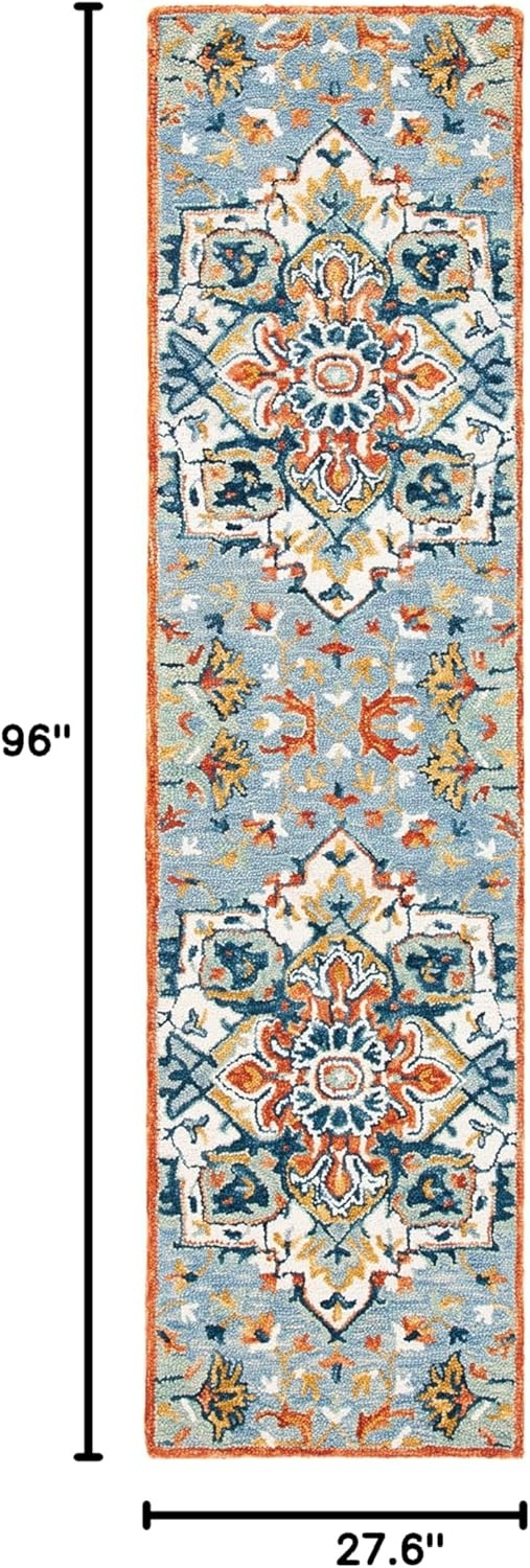 image:imageSAFAVIEH Area Rug 8x10 Aspen Collection Large Blue amp Rust Handmade Wool Boho Design Ideal for Living Room Bedroom Office Dining Space APN312ABlueRust
