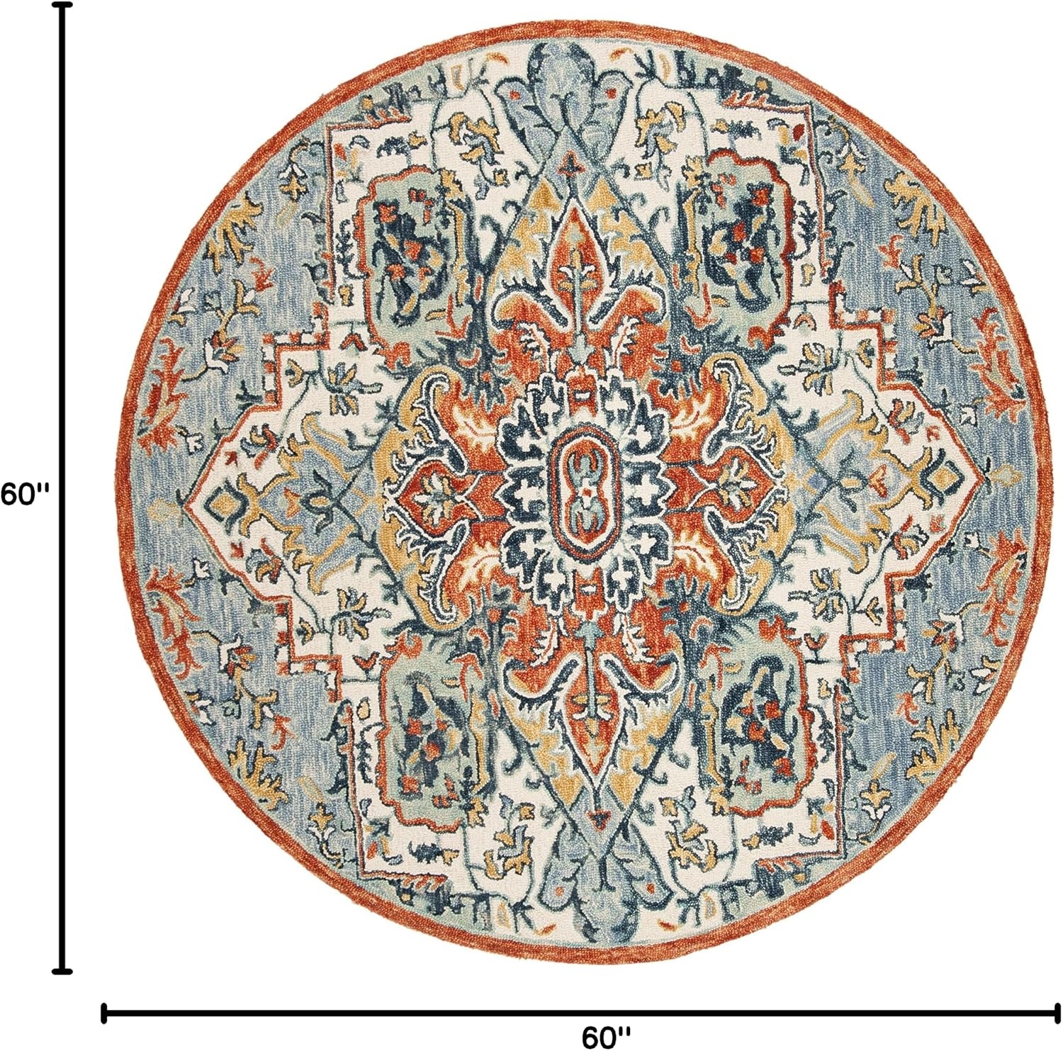 image:imageSAFAVIEH Area Rug 8x10 Aspen Collection Large Blue amp Rust Handmade Wool Boho Design Ideal for Living Room Bedroom Office Dining Space APN312ABlueRust