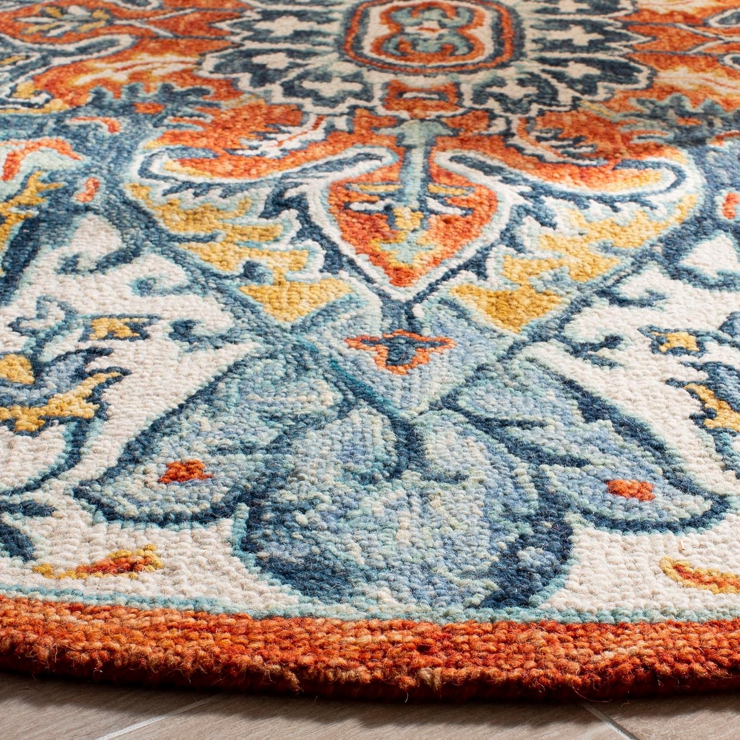image:imageSAFAVIEH Area Rug 8x10 Aspen Collection Large Blue amp Rust Handmade Wool Boho Design Ideal for Living Room Bedroom Office Dining Space APN312ABlueRust