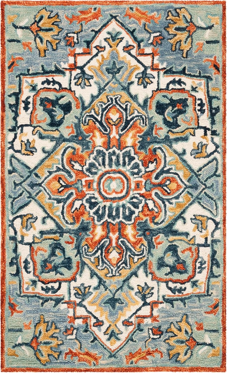 image:imageSAFAVIEH Area Rug 8x10 Aspen Collection Large Blue amp Rust Handmade Wool Boho Design Ideal for Living Room Bedroom Office Dining Space APN312ABlueRust