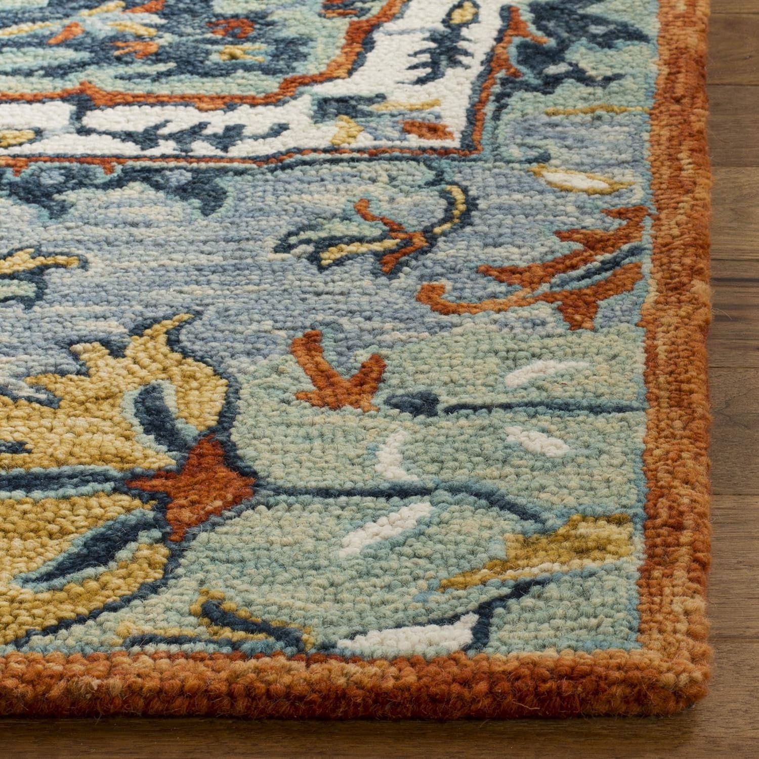 image:imageSAFAVIEH Area Rug 8x10 Aspen Collection Large Blue amp Rust Handmade Wool Boho Design Ideal for Living Room Bedroom Office Dining Space APN312ABlueRust