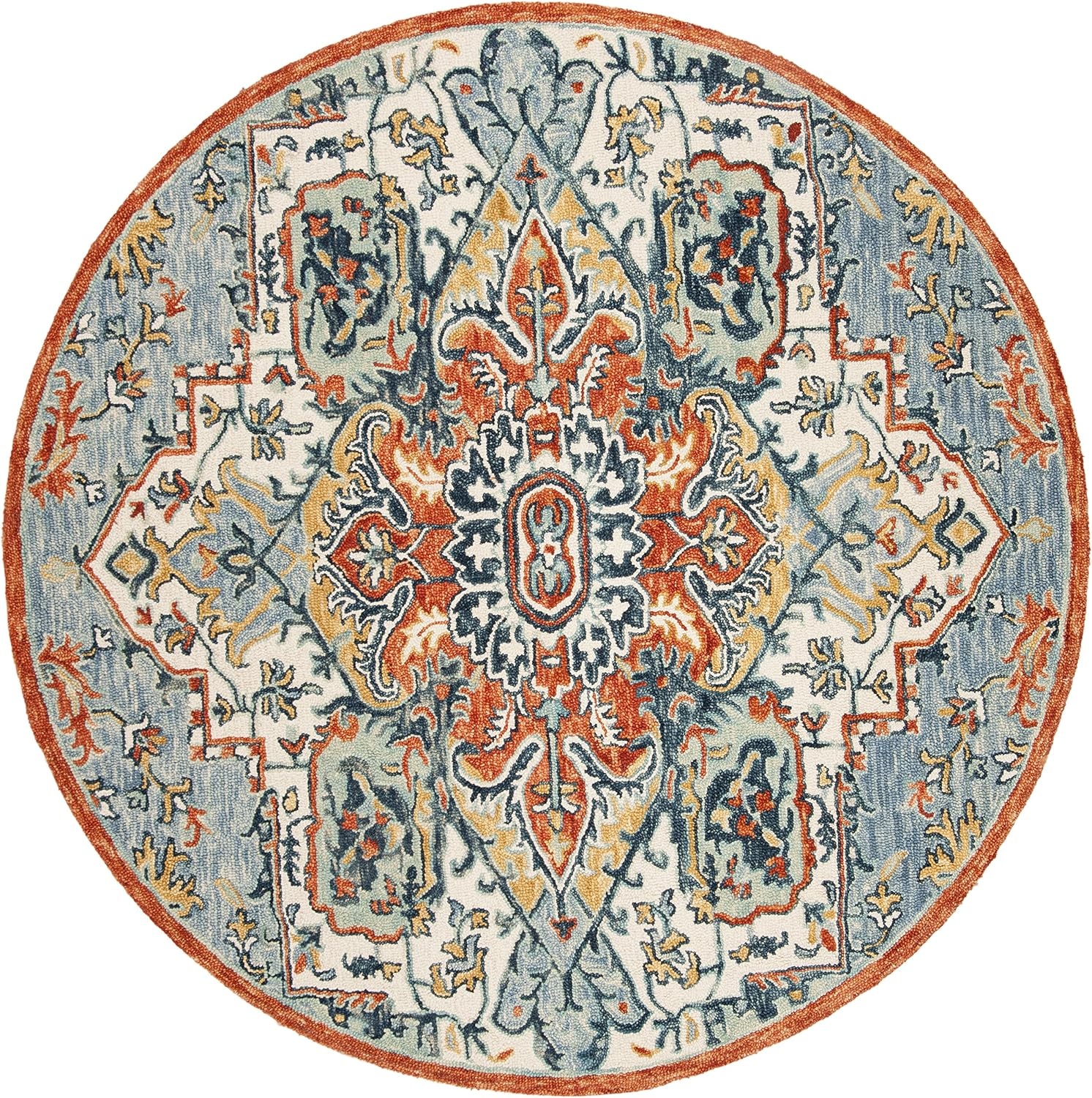 image:imageSAFAVIEH Area Rug 8x10 Aspen Collection Large Blue amp Rust Handmade Wool Boho Design Ideal for Living Room Bedroom Office Dining Space APN312ABlueRust