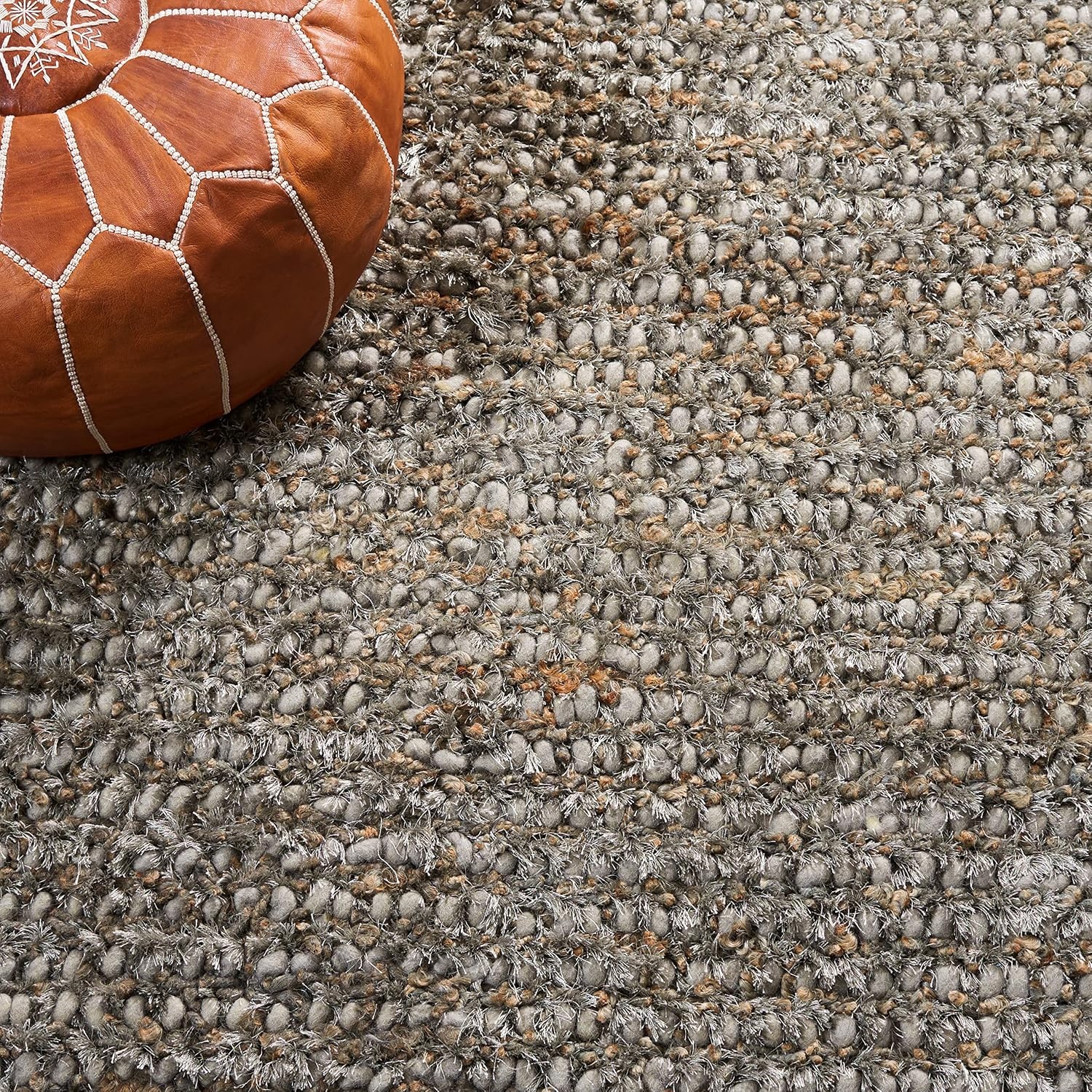 image:imageSAFAVIEH Area Rug 8x10 Aspen Shag Collection Large White amp Beige Handmade Wool 1inch Thick Ideal for Living Room Bedroom Office Dining Space SG640AGrey
