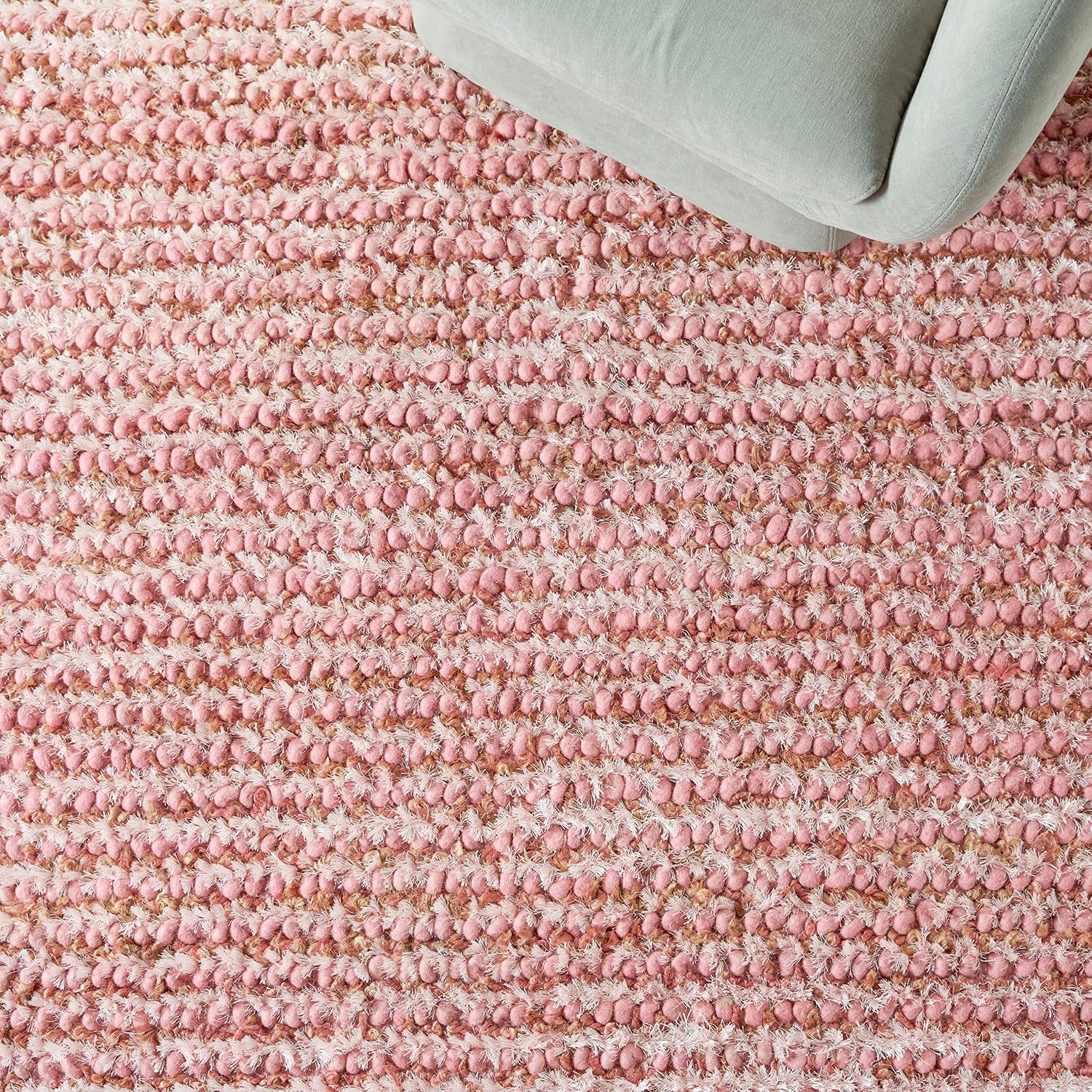 image:imageSAFAVIEH Area Rug 8x10 Aspen Shag Collection Large White amp Beige Handmade Wool 1inch Thick Ideal for Living Room Bedroom Office Dining Space SG640APink