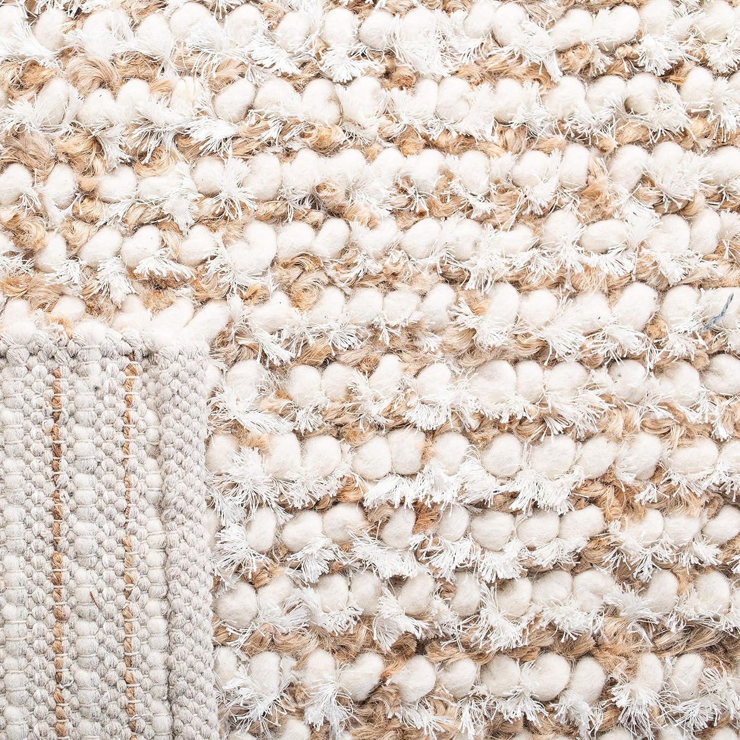 image:imageSAFAVIEH Area Rug 8x10 Aspen Shag Collection Large White amp Beige Handmade Wool 1inch Thick Ideal for Living Room Bedroom Office Dining Space SG640AWhiteBeige