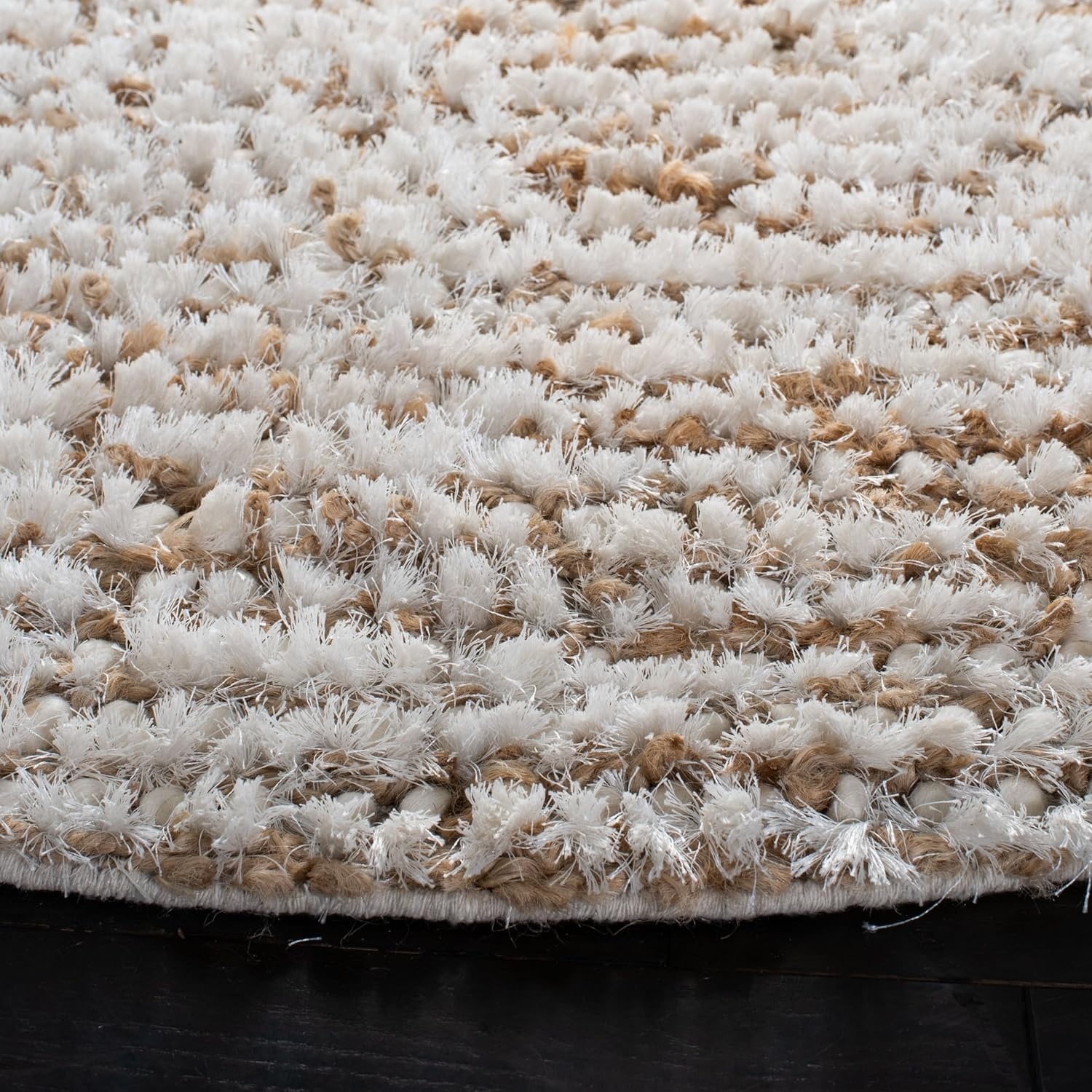 image:imageSAFAVIEH Area Rug 8x10 Aspen Shag Collection Large White amp Beige Handmade Wool 1inch Thick Ideal for Living Room Bedroom Office Dining Space SG640AWhiteBeige