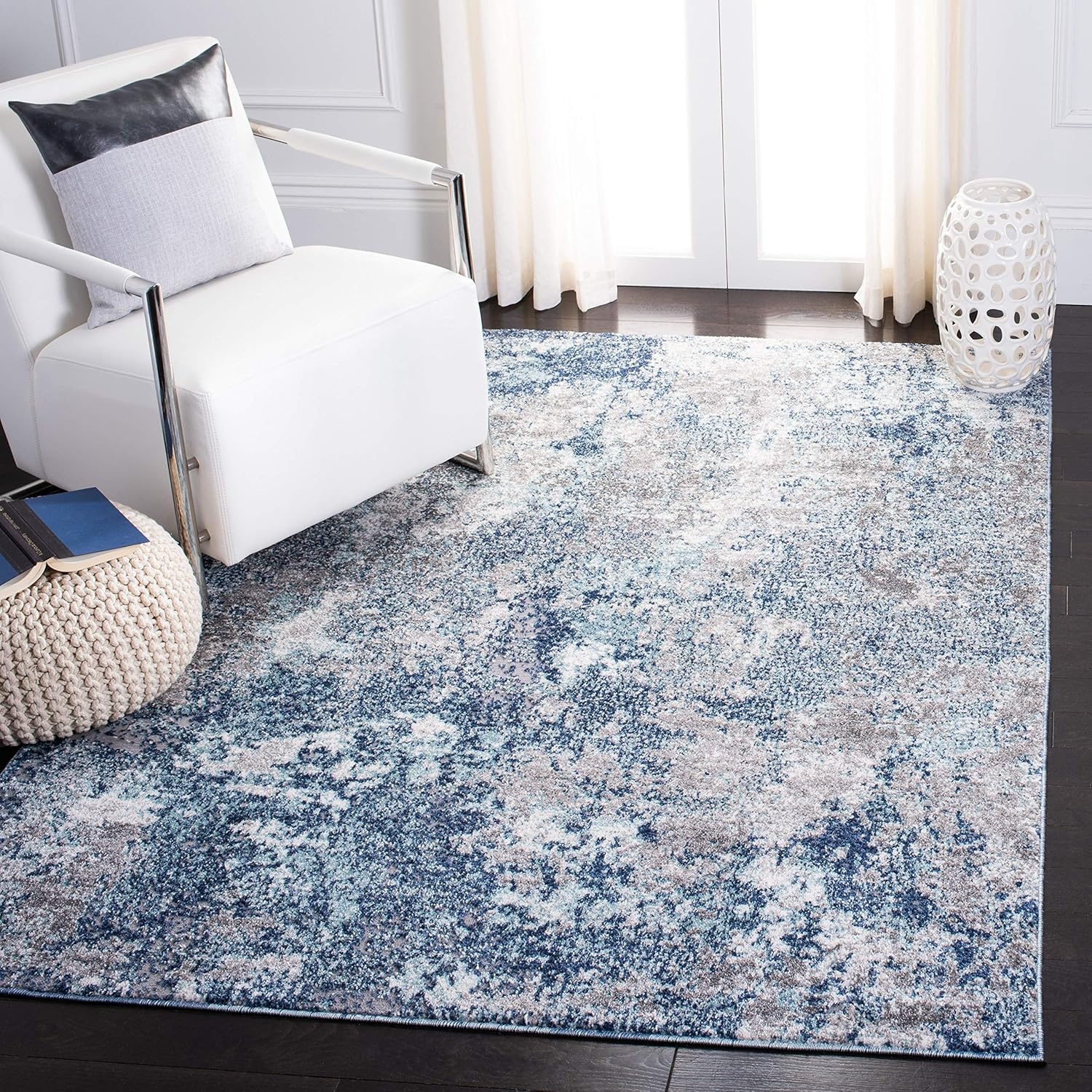 image:imageSAFAVIEH Area Rug 8x10 Aston Collection Large Navy amp Grey Modern Abstract Design NonShedding amp Easy Cleaning Ideal for Living Room Bedroom Office Dining Space ASN710NNavyGrey