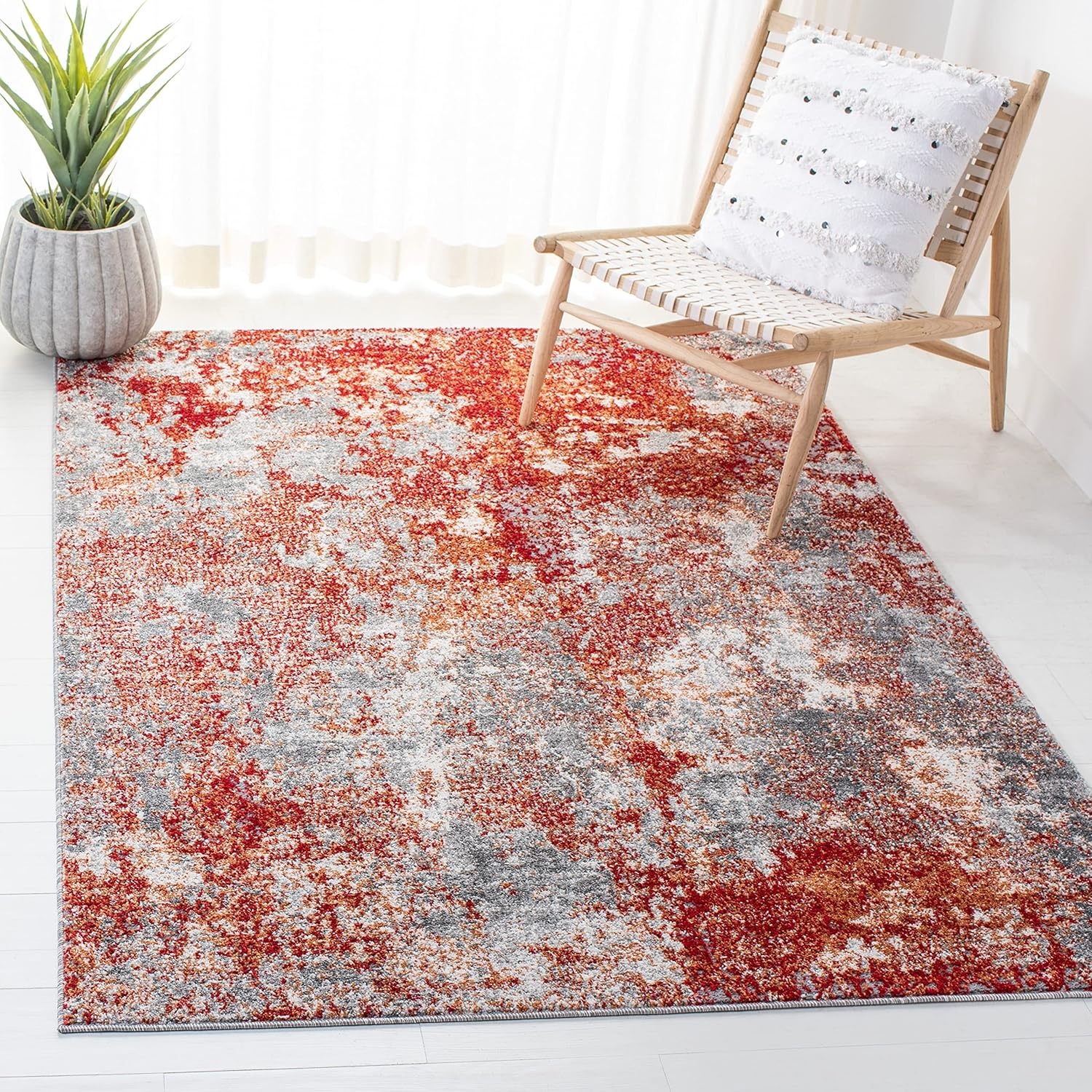 image:imageSAFAVIEH Area Rug 8x10 Aston Collection Large Navy amp Grey Modern Abstract Design NonShedding amp Easy Cleaning Ideal for Living Room Bedroom Office Dining Space ASN710NRedGrey
