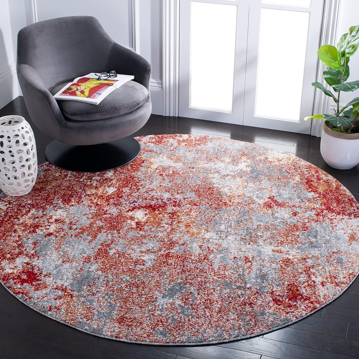 image:imageSAFAVIEH Area Rug 8x10 Aston Collection Large Navy amp Grey Modern Abstract Design NonShedding amp Easy Cleaning Ideal for Living Room Bedroom Office Dining Space ASN710NRedGrey