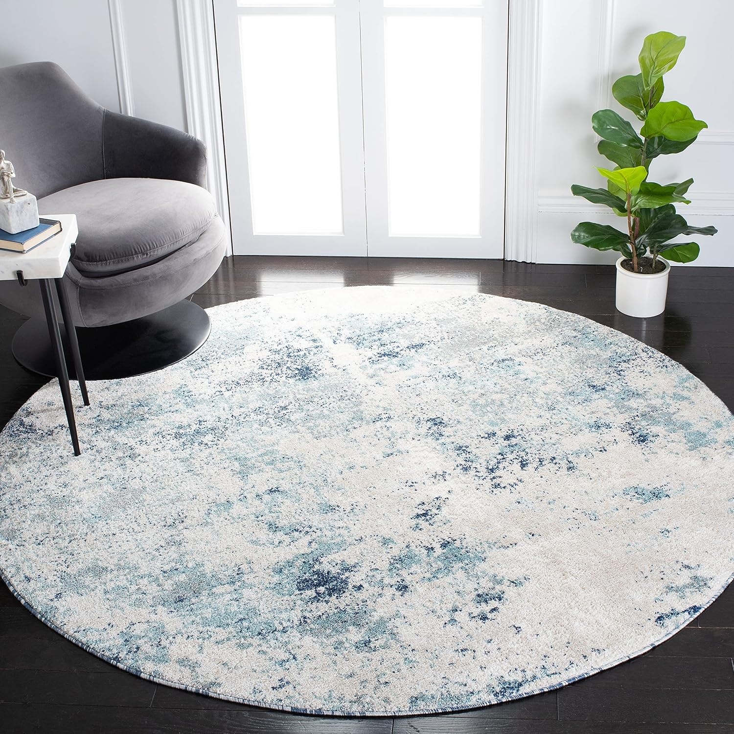 image:imageSAFAVIEH Area Rug 8x10 Aston Collection Large Navy amp Grey Modern Abstract Design NonShedding amp Easy Cleaning Ideal for Living Room Bedroom Office Dining Space ASN710NIvoryBlue