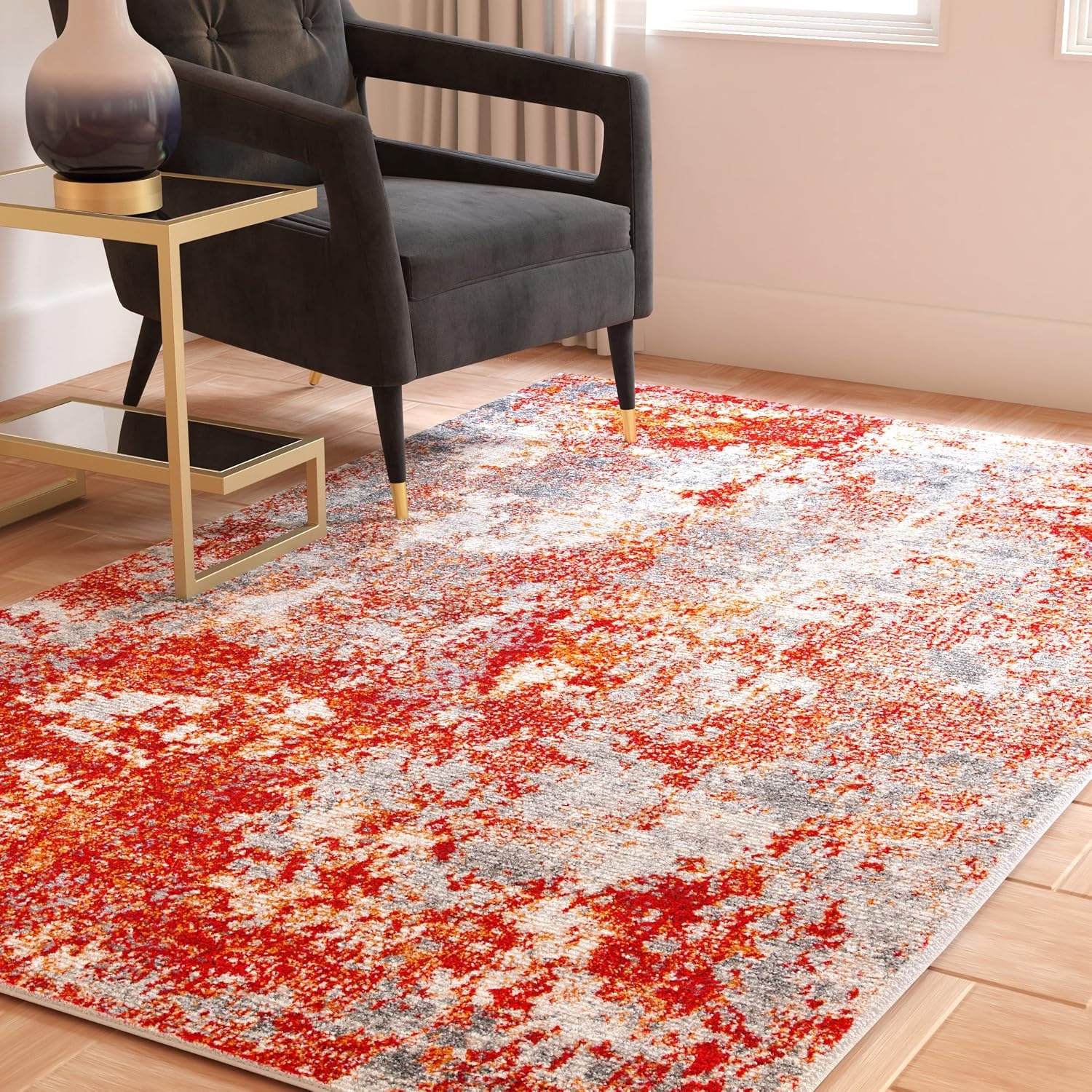 image:imageSAFAVIEH Area Rug 8x10 Aston Collection Large Navy amp Grey Modern Abstract Design NonShedding amp Easy Cleaning Ideal for Living Room Bedroom Office Dining Space ASN710NRedGrey