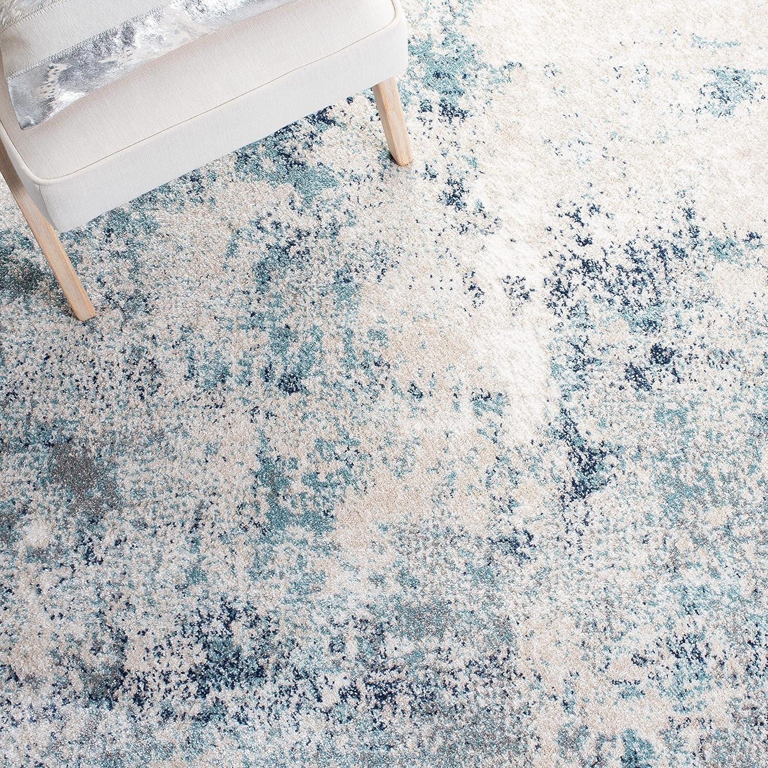 image:imageSAFAVIEH Area Rug 8x10 Aston Collection Large Navy amp Grey Modern Abstract Design NonShedding amp Easy Cleaning Ideal for Living Room Bedroom Office Dining Space ASN710NIvoryBlue