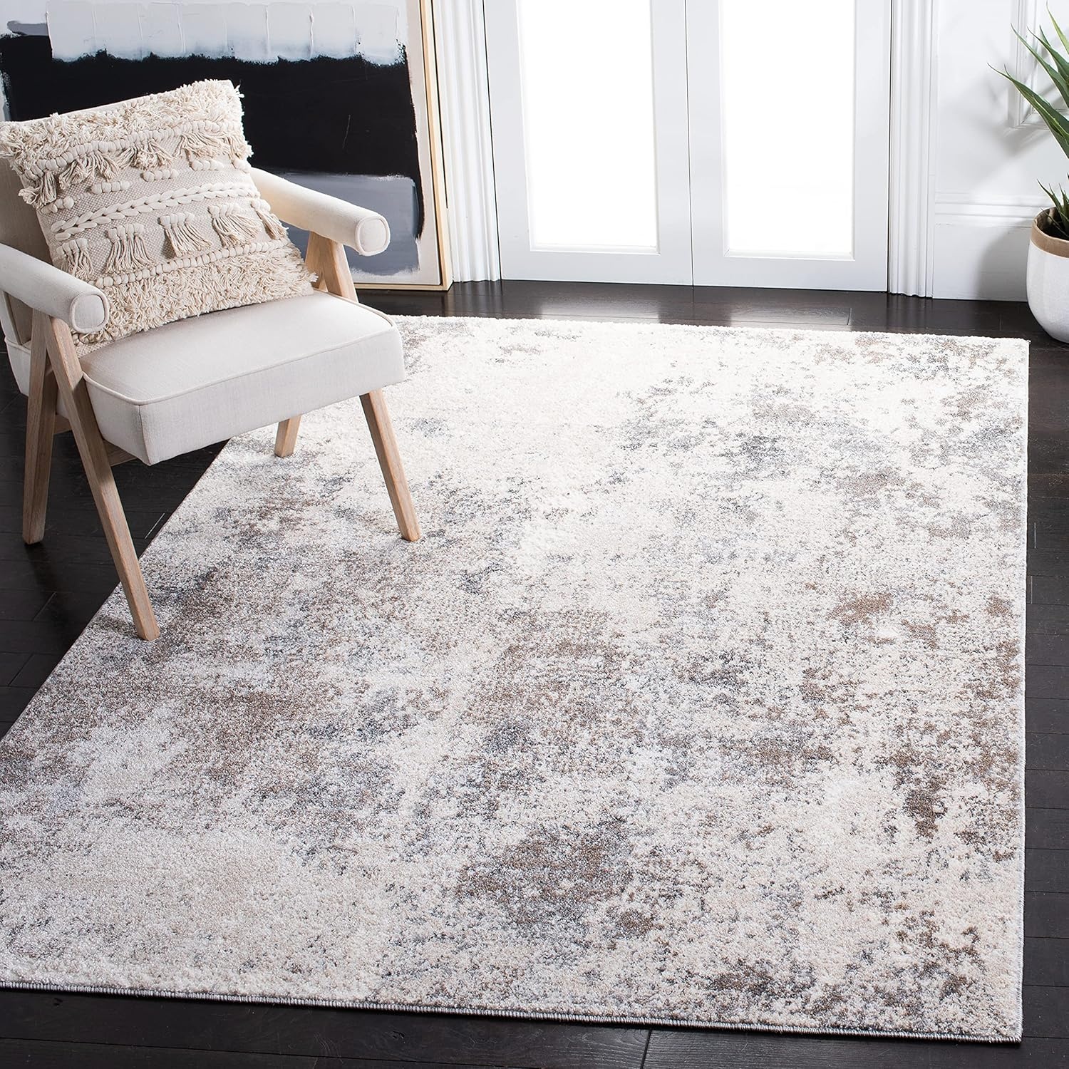 image:imageSAFAVIEH Area Rug 8x10 Aston Collection Large Navy amp Grey Modern Abstract Design NonShedding amp Easy Cleaning Ideal for Living Room Bedroom Office Dining Space ASN710NIvoryGrey