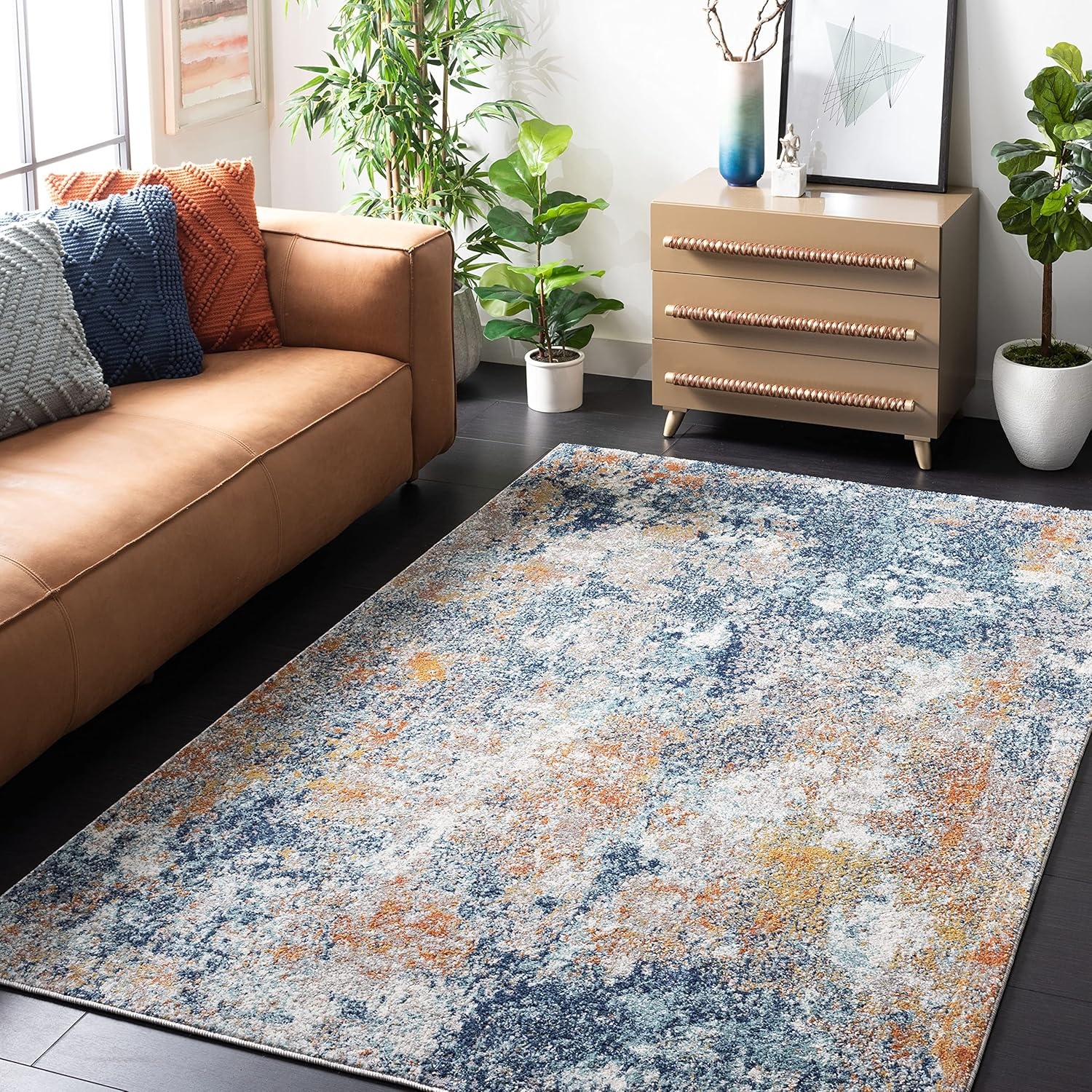 image:imageSAFAVIEH Area Rug 8x10 Aston Collection Large Navy amp Grey Modern Abstract Design NonShedding amp Easy Cleaning Ideal for Living Room Bedroom Office Dining Space ASN710NNavyGold