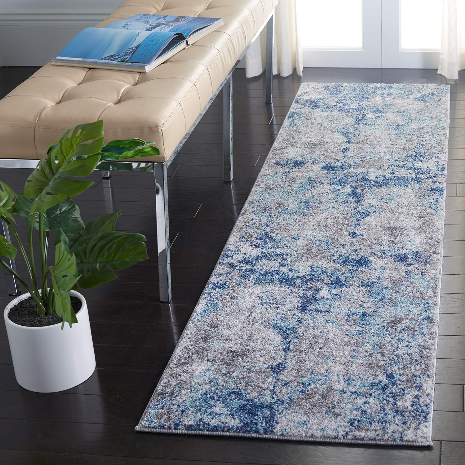 image:imageSAFAVIEH Area Rug 8x10 Aston Collection Large Navy amp Grey Modern Abstract Design NonShedding amp Easy Cleaning Ideal for Living Room Bedroom Office Dining Space ASN710NNavyGrey