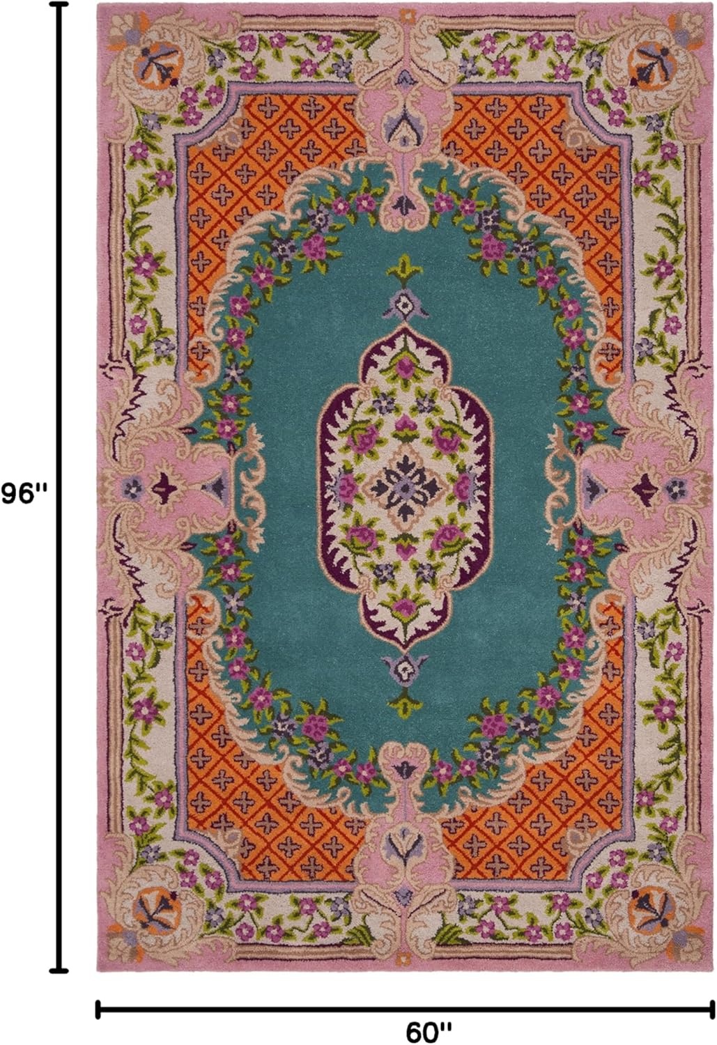 image:imageSAFAVIEH Area Rug 8x10 Bellagio Collection Large Blue amp Pink Handmade Wool Medallion Design Ideal for Living Room Bedroom Office Dining Space BLG535MBluePink