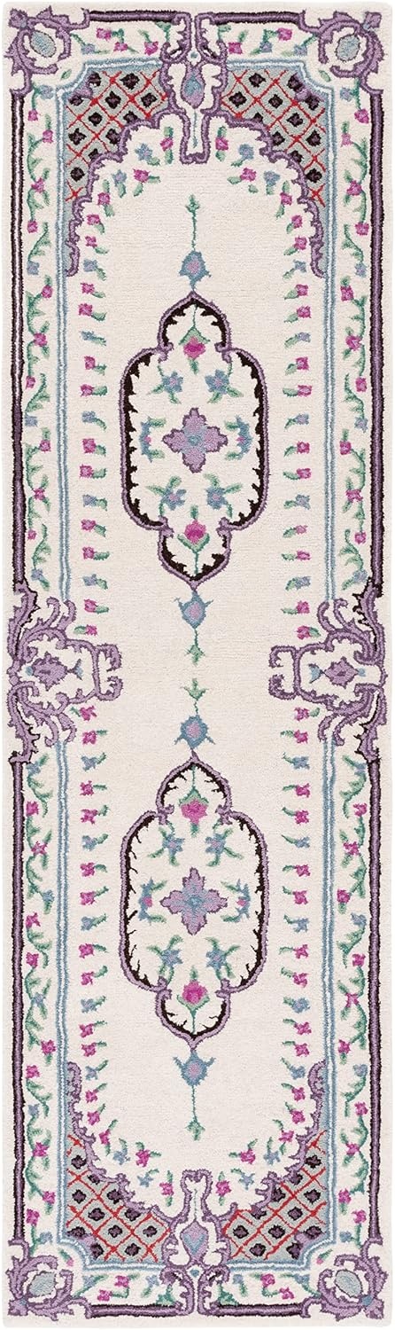 image:imageSAFAVIEH Area Rug 8x10 Bellagio Collection Large Blue amp Pink Handmade Wool Medallion Design Ideal for Living Room Bedroom Office Dining Space BLG535MIvory