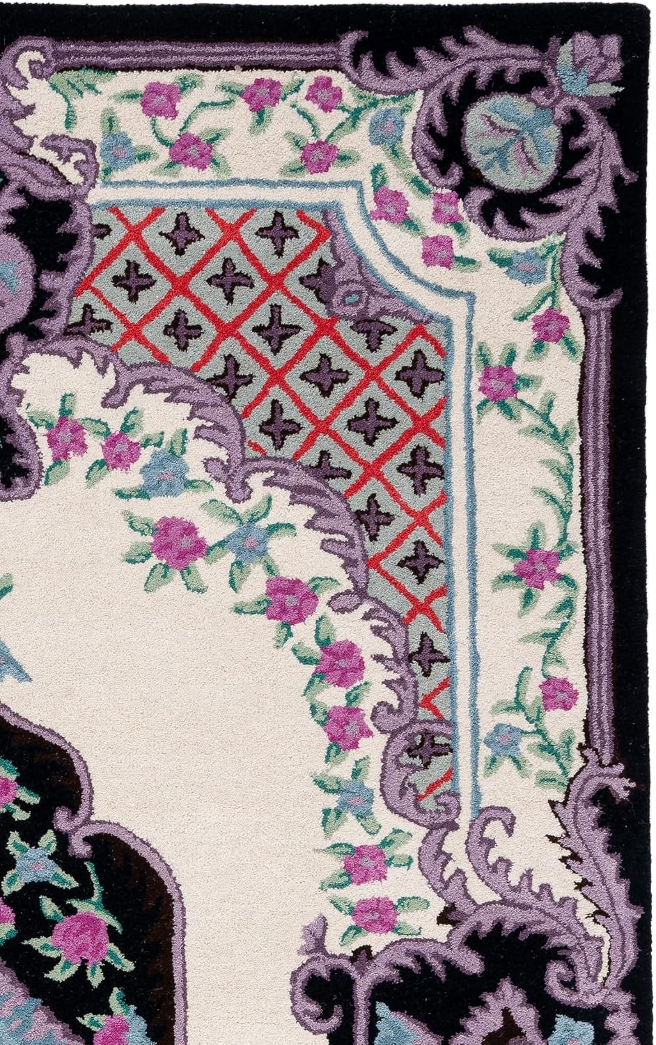 image:imageSAFAVIEH Area Rug 8x10 Bellagio Collection Large Blue amp Pink Handmade Wool Medallion Design Ideal for Living Room Bedroom Office Dining Space BLG535MIvoryBlack
