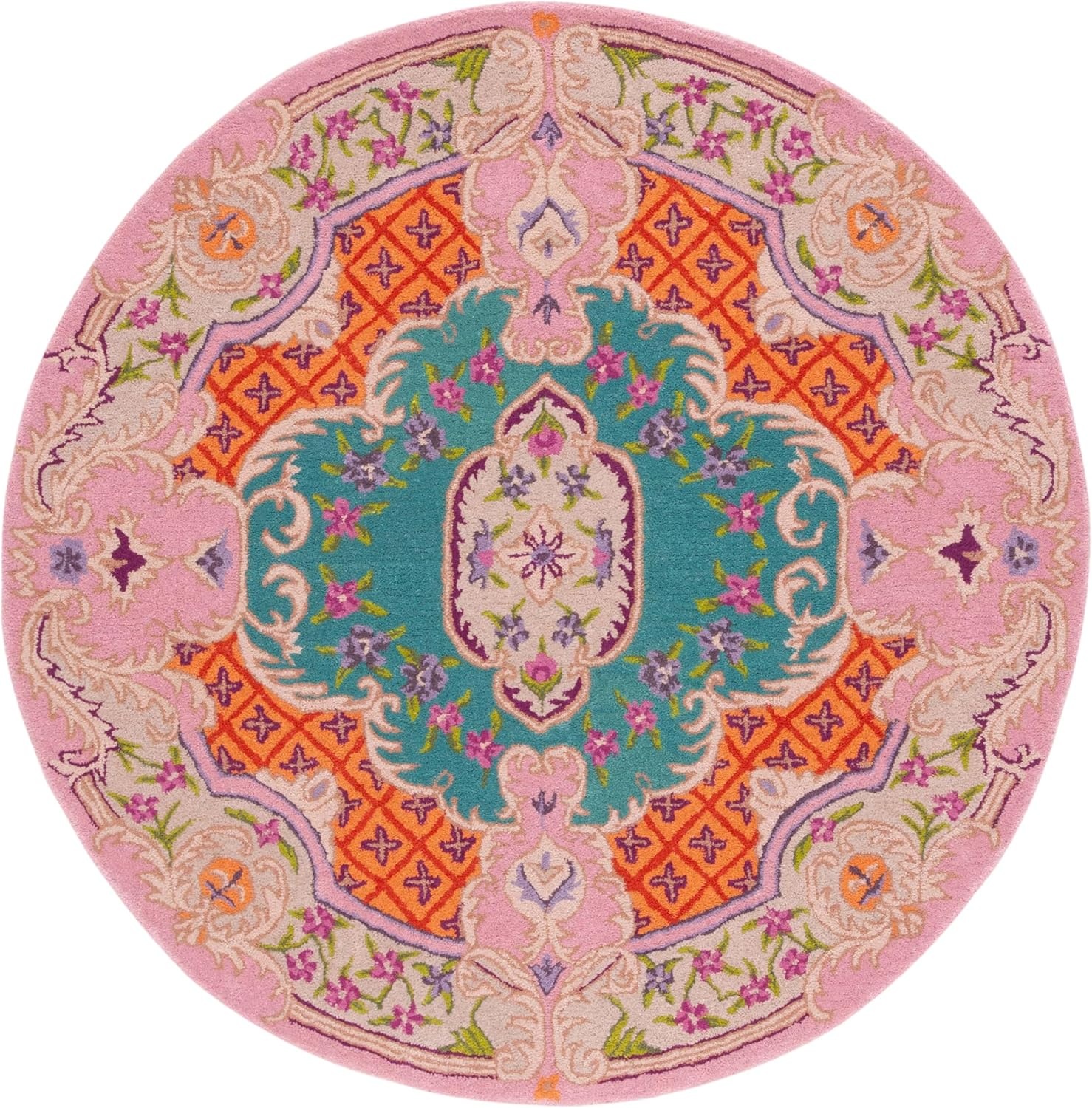 image:imageSAFAVIEH Area Rug 8x10 Bellagio Collection Large Blue amp Pink Handmade Wool Medallion Design Ideal for Living Room Bedroom Office Dining Space BLG535MBluePink