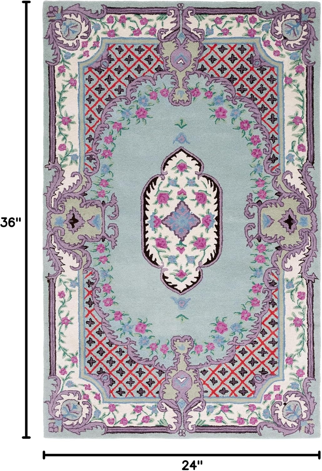 image:imageSAFAVIEH Area Rug 8x10 Bellagio Collection Large Blue amp Pink Handmade Wool Medallion Design Ideal for Living Room Bedroom Office Dining Space BLG535MLight GreenIvory