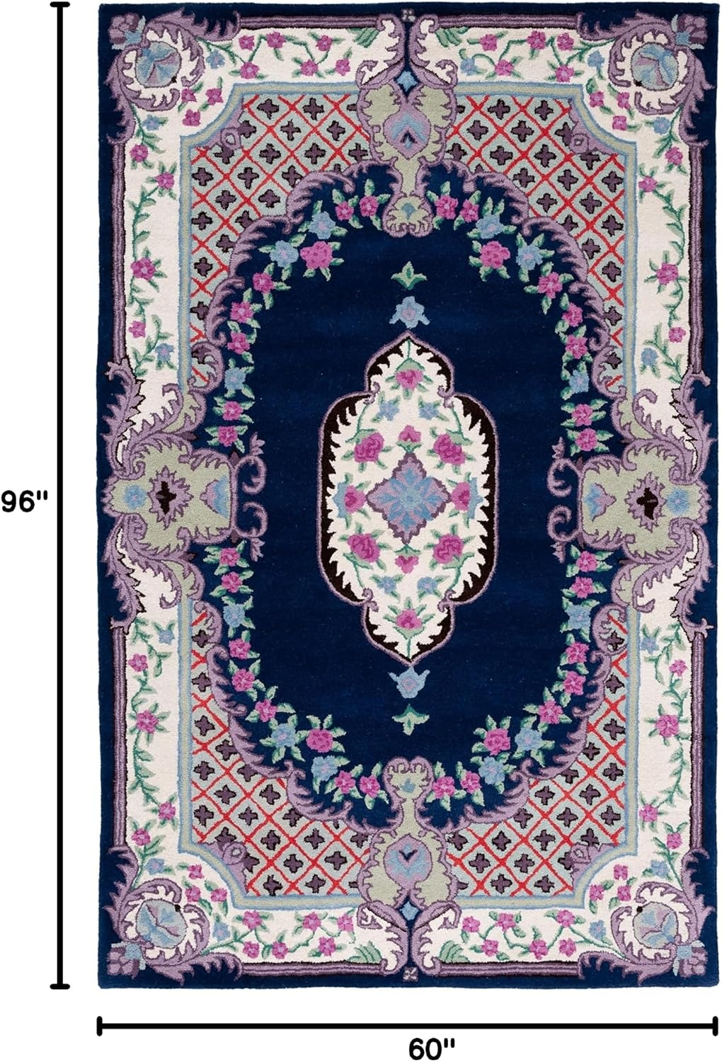 image:imageSAFAVIEH Area Rug 8x10 Bellagio Collection Large Blue amp Pink Handmade Wool Medallion Design Ideal for Living Room Bedroom Office Dining Space BLG535MNavyIvory