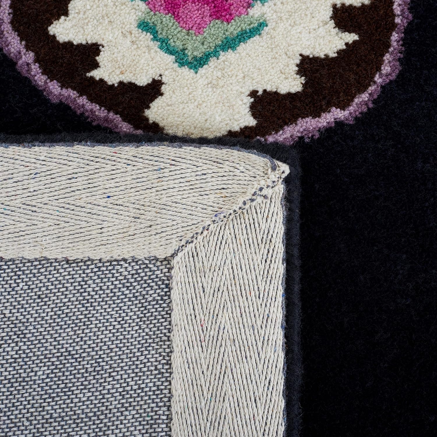 image:imageSAFAVIEH Area Rug 8x10 Bellagio Collection Large Blue amp Pink Handmade Wool Medallion Design Ideal for Living Room Bedroom Office Dining Space BLG535MBlackIvory