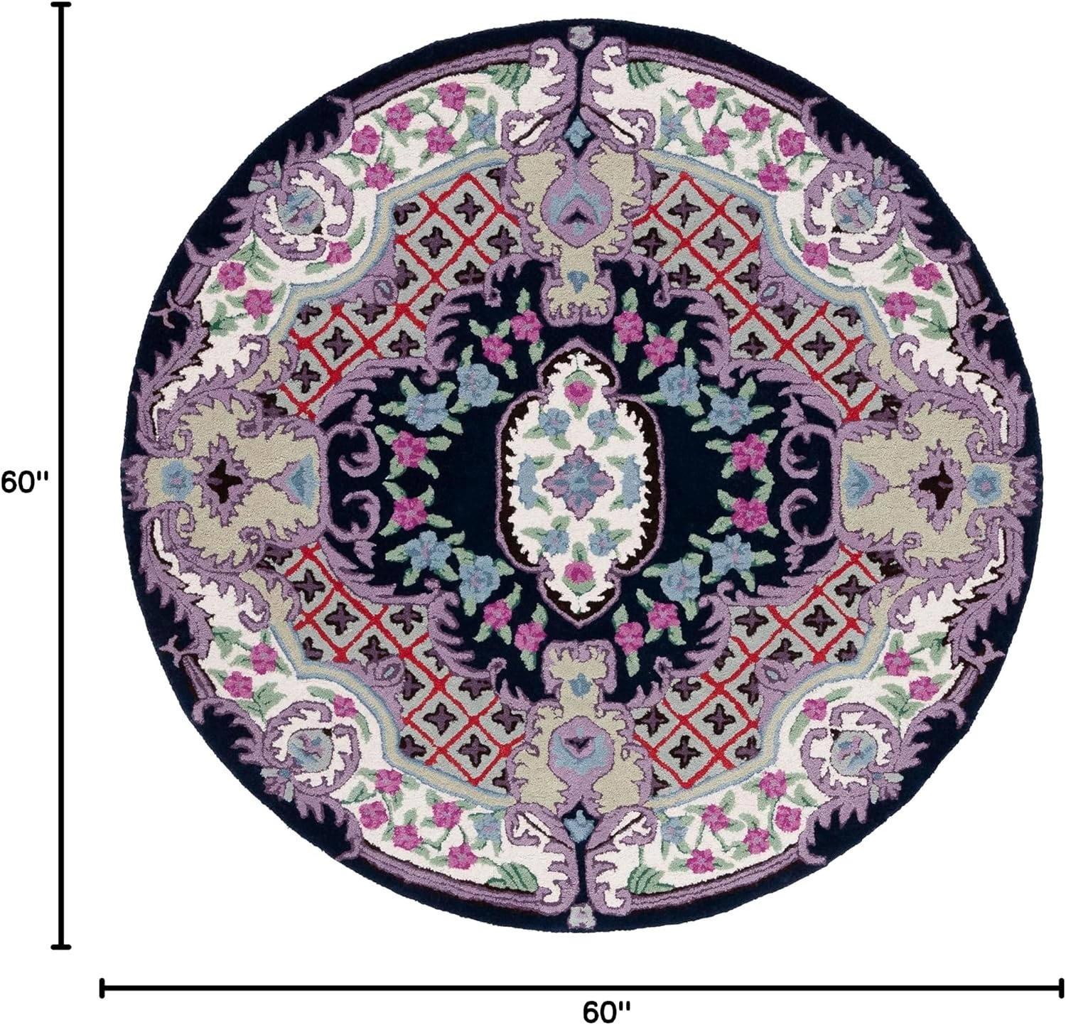 image:imageSAFAVIEH Area Rug 8x10 Bellagio Collection Large Blue amp Pink Handmade Wool Medallion Design Ideal for Living Room Bedroom Office Dining Space BLG535MNavyIvory