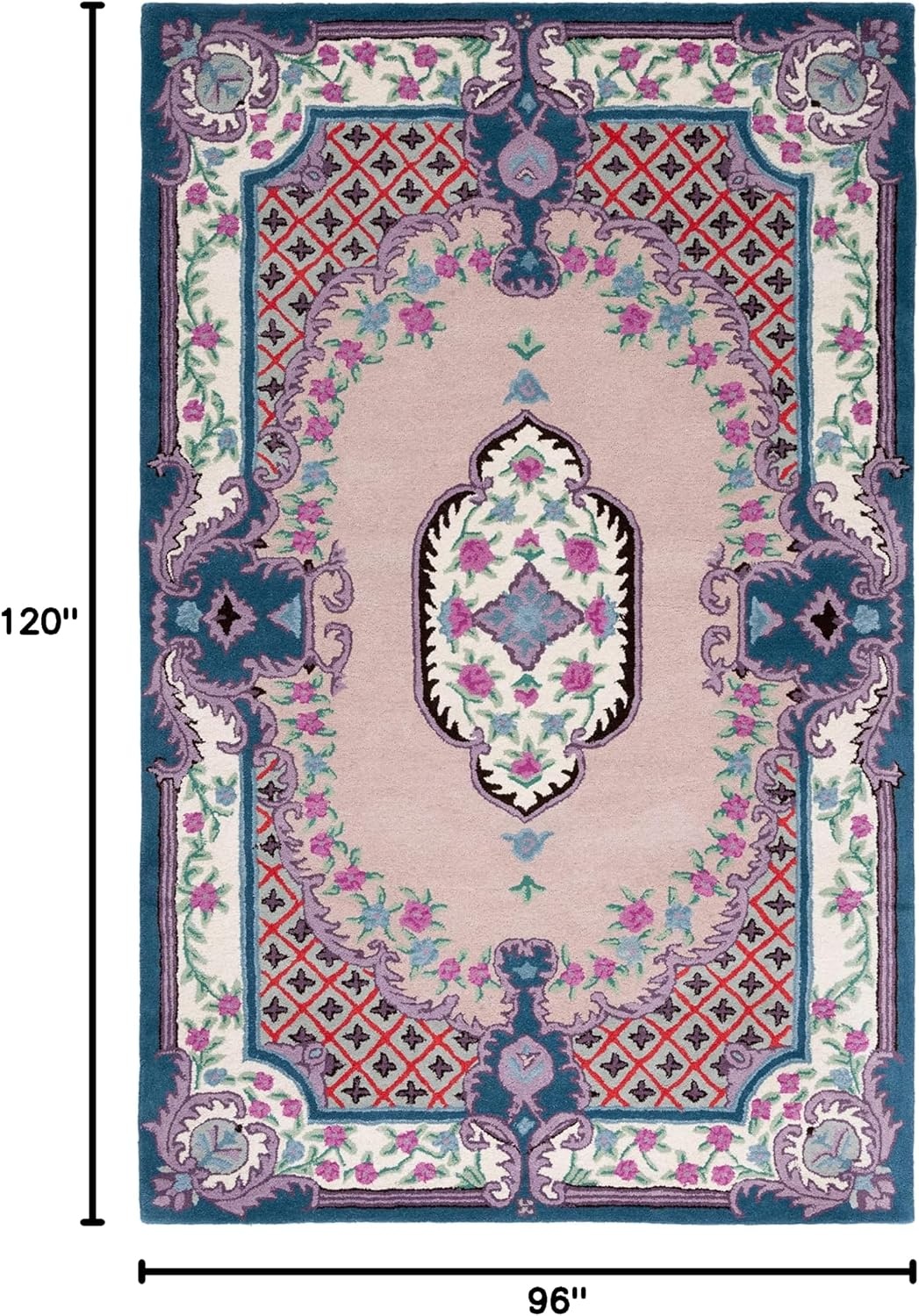 image:imageSAFAVIEH Area Rug 8x10 Bellagio Collection Large Blue amp Pink Handmade Wool Medallion Design Ideal for Living Room Bedroom Office Dining Space BLG535MPinkIvory