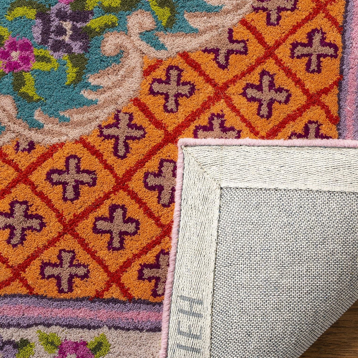 image:imageSAFAVIEH Area Rug 8x10 Bellagio Collection Large Blue amp Pink Handmade Wool Medallion Design Ideal for Living Room Bedroom Office Dining Space BLG535MBluePink
