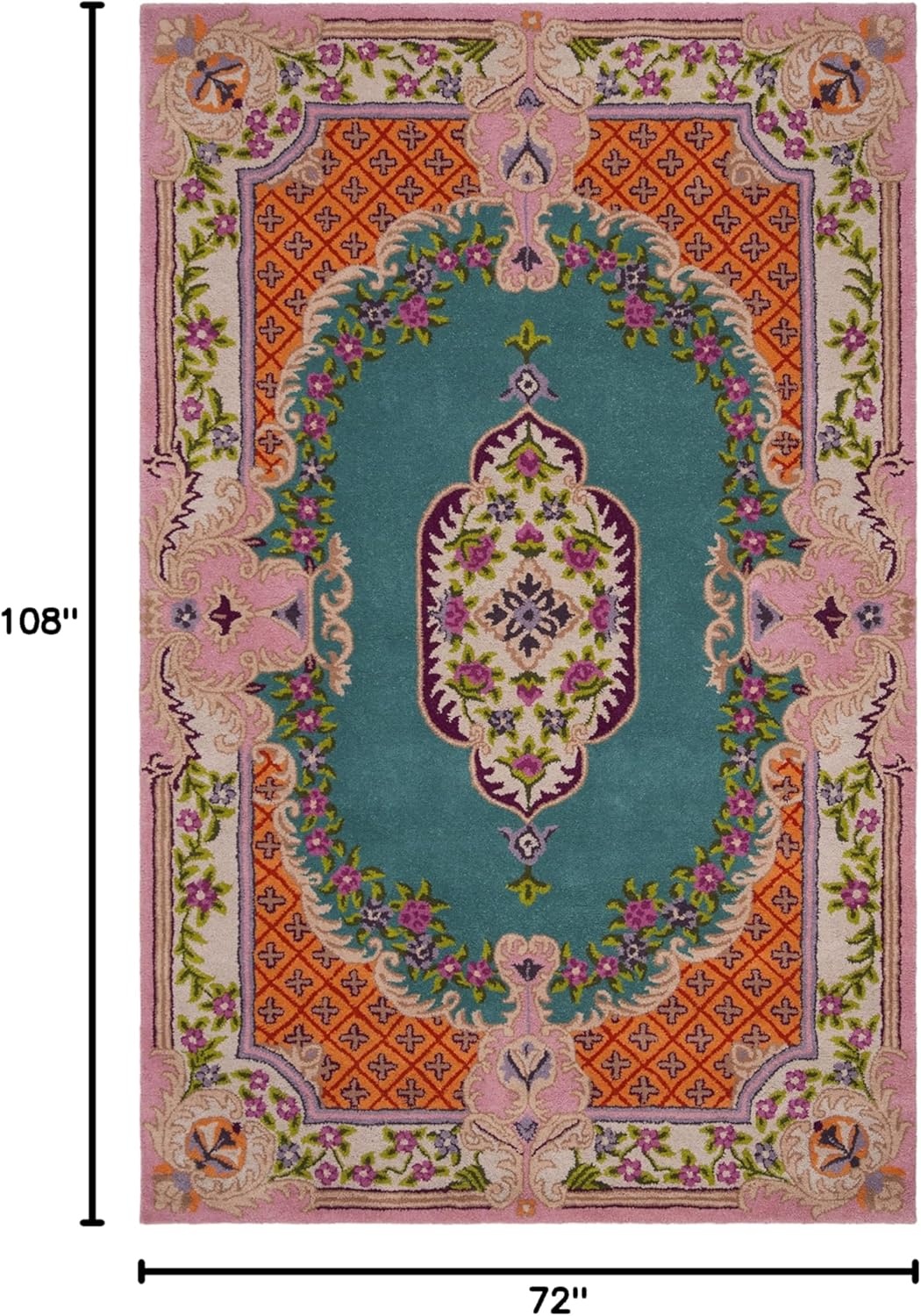 image:imageSAFAVIEH Area Rug 8x10 Bellagio Collection Large Blue amp Pink Handmade Wool Medallion Design Ideal for Living Room Bedroom Office Dining Space BLG535MBluePink