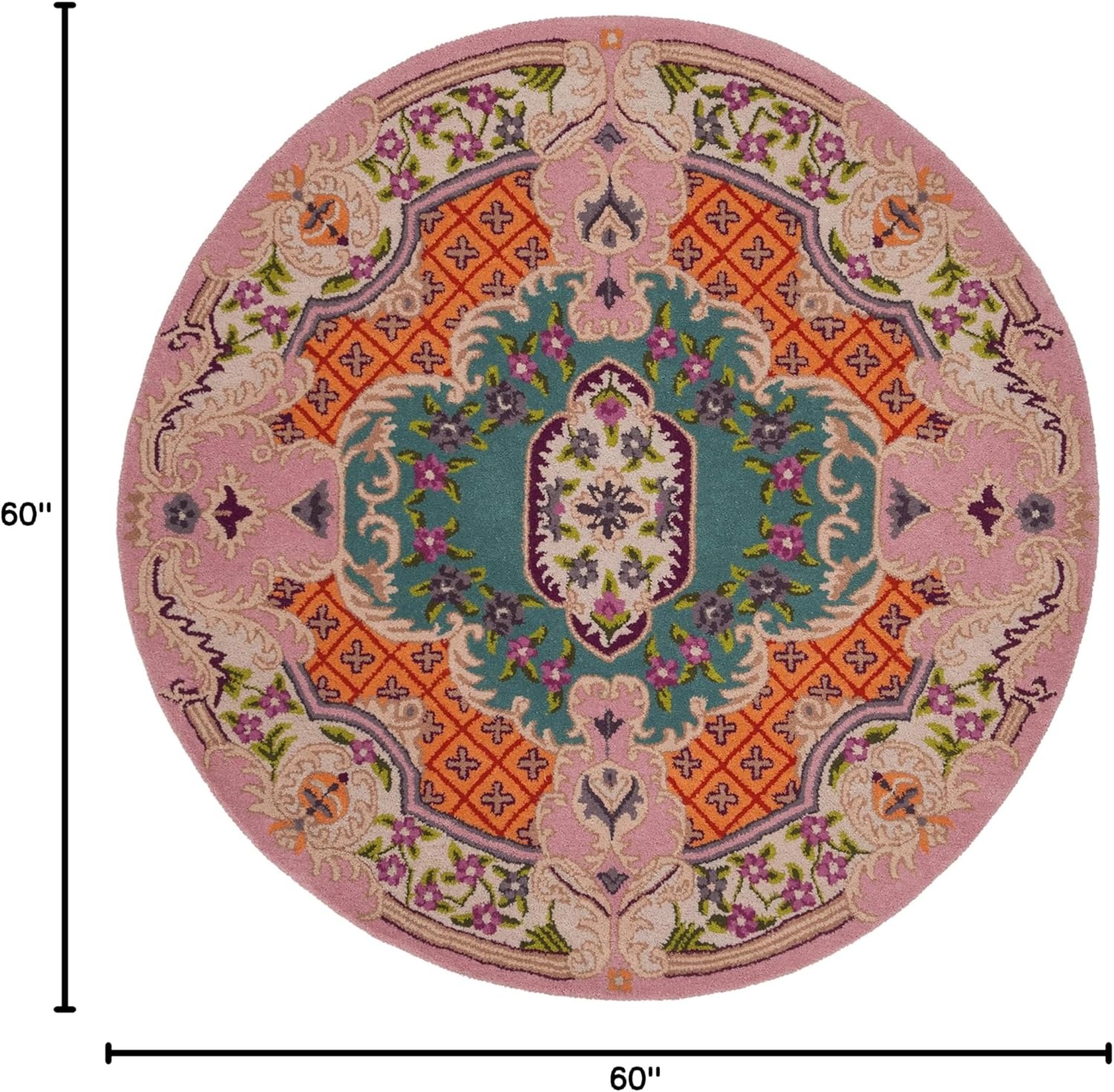image:imageSAFAVIEH Area Rug 8x10 Bellagio Collection Large Blue amp Pink Handmade Wool Medallion Design Ideal for Living Room Bedroom Office Dining Space BLG535MBluePink