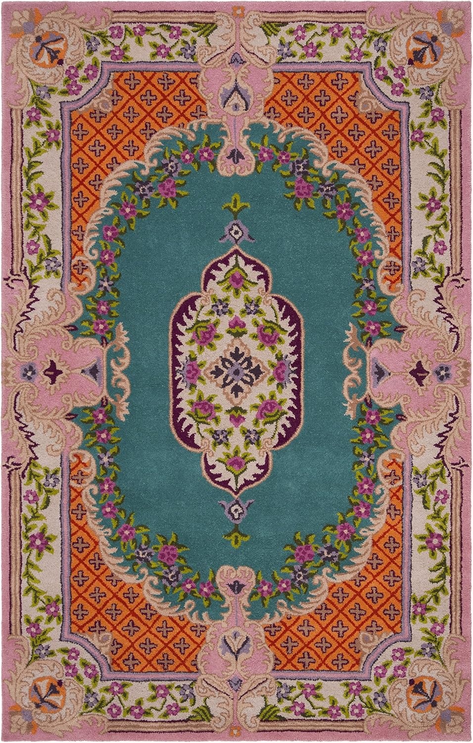 image:imageSAFAVIEH Area Rug 8x10 Bellagio Collection Large Blue amp Pink Handmade Wool Medallion Design Ideal for Living Room Bedroom Office Dining Space BLG535MBluePink