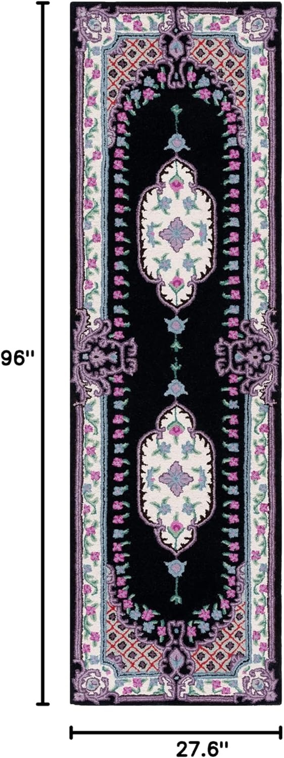 image:imageSAFAVIEH Area Rug 8x10 Bellagio Collection Large Blue amp Pink Handmade Wool Medallion Design Ideal for Living Room Bedroom Office Dining Space BLG535MBlackIvory
