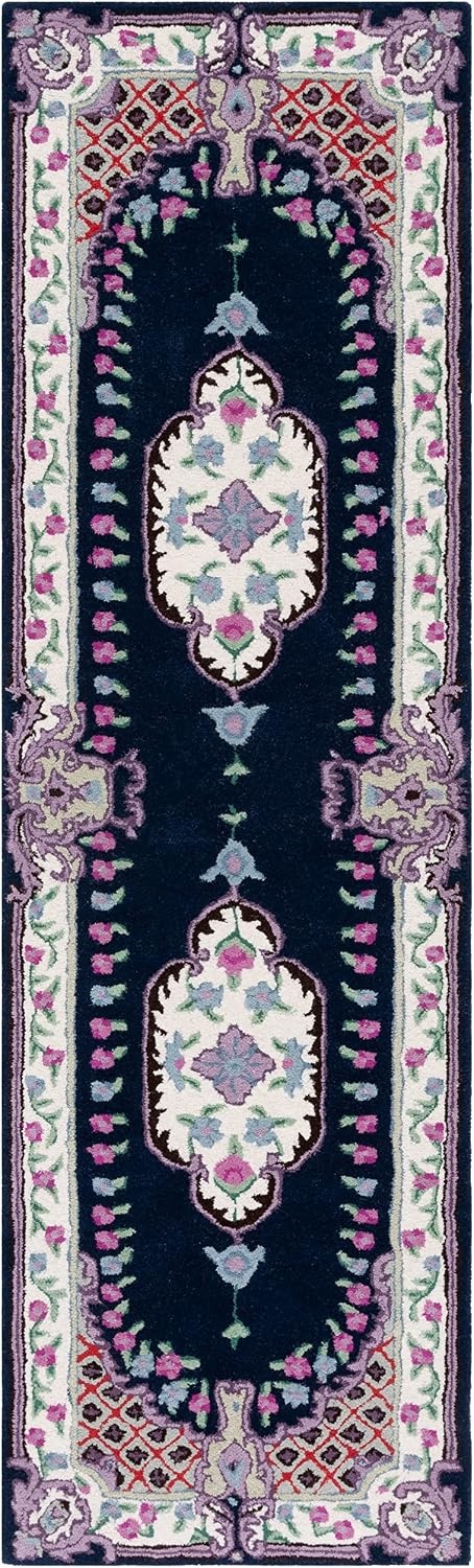 image:imageSAFAVIEH Area Rug 8x10 Bellagio Collection Large Blue amp Pink Handmade Wool Medallion Design Ideal for Living Room Bedroom Office Dining Space BLG535MNavyIvory