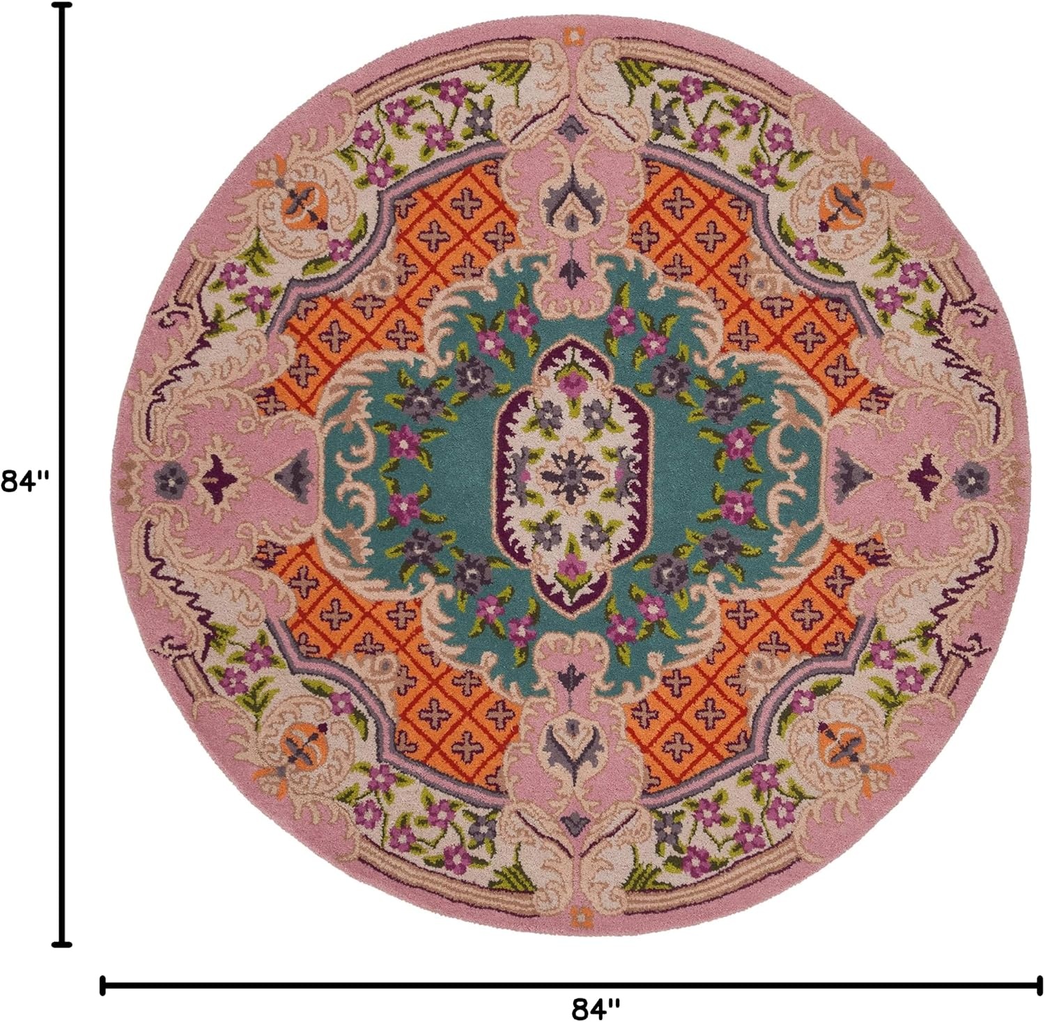 image:imageSAFAVIEH Area Rug 8x10 Bellagio Collection Large Blue amp Pink Handmade Wool Medallion Design Ideal for Living Room Bedroom Office Dining Space BLG535MBluePink