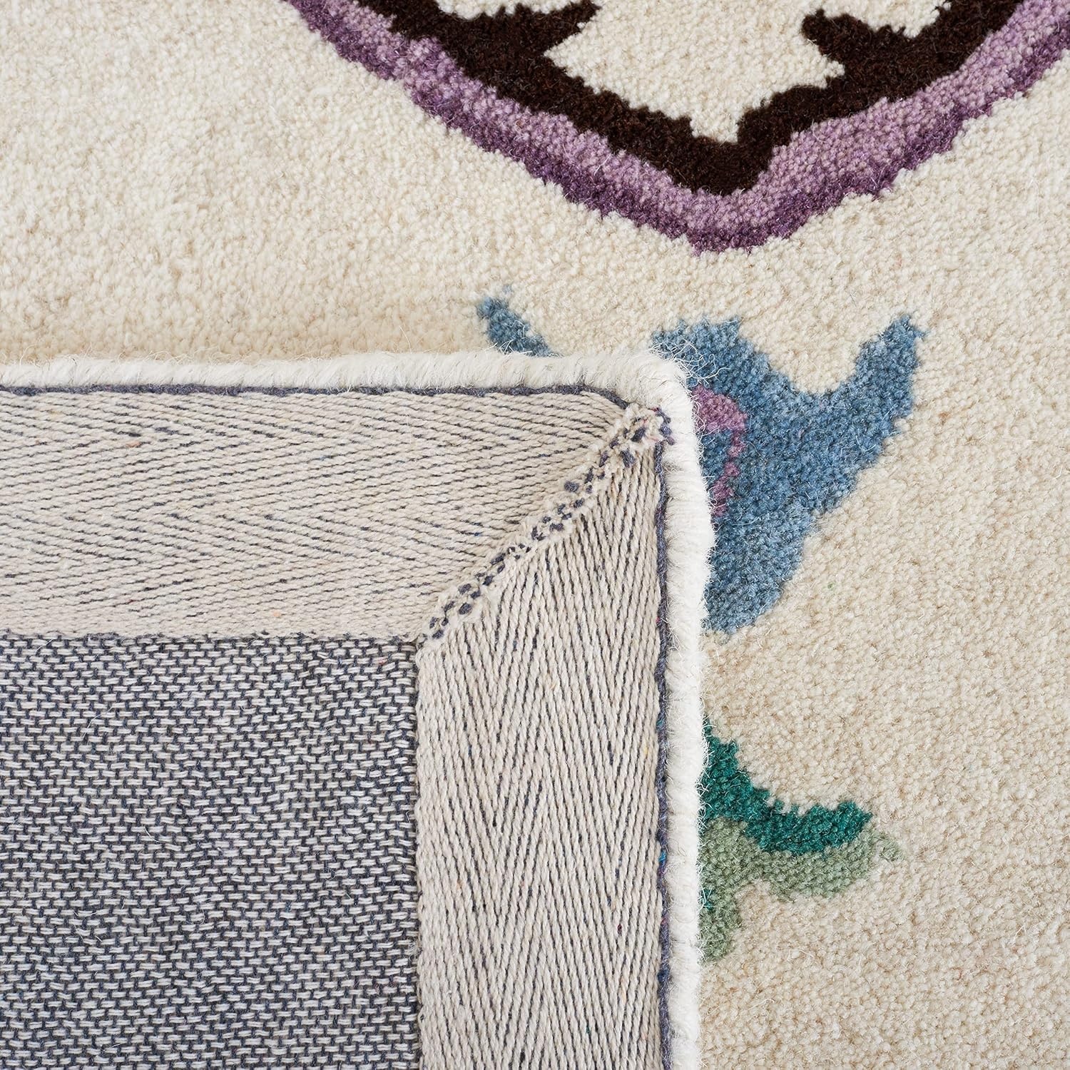 image:imageSAFAVIEH Area Rug 8x10 Bellagio Collection Large Blue amp Pink Handmade Wool Medallion Design Ideal for Living Room Bedroom Office Dining Space BLG535MIvory