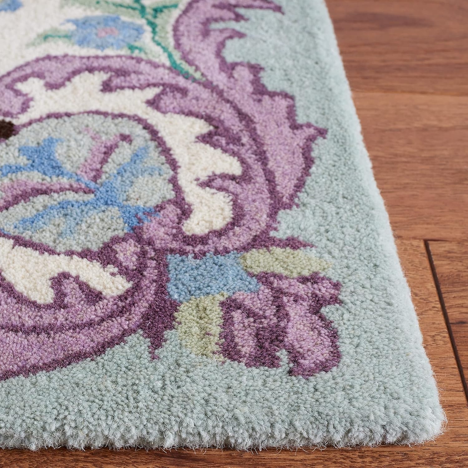 image:imageSAFAVIEH Area Rug 8x10 Bellagio Collection Large Blue amp Pink Handmade Wool Medallion Design Ideal for Living Room Bedroom Office Dining Space BLG535MLight GreenIvory