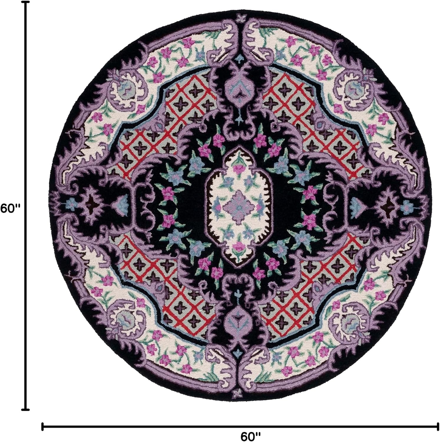 image:imageSAFAVIEH Area Rug 8x10 Bellagio Collection Large Blue amp Pink Handmade Wool Medallion Design Ideal for Living Room Bedroom Office Dining Space BLG535MBlackIvory