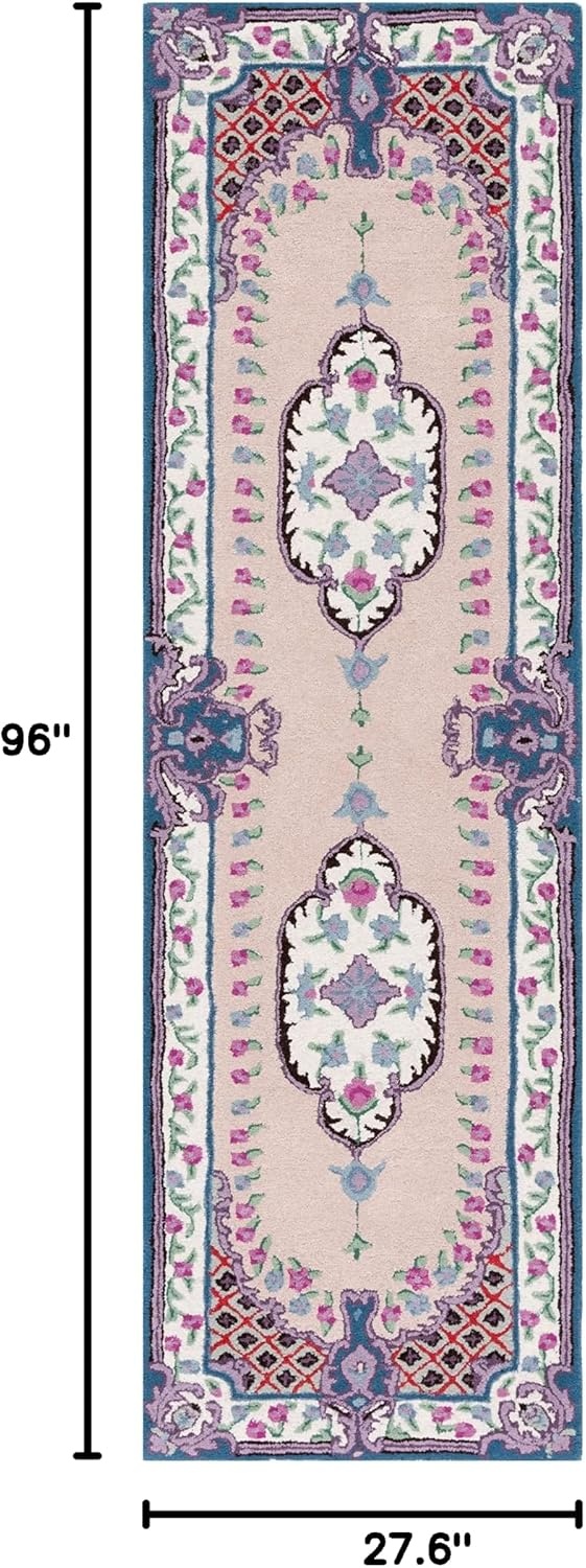 image:imageSAFAVIEH Area Rug 8x10 Bellagio Collection Large Blue amp Pink Handmade Wool Medallion Design Ideal for Living Room Bedroom Office Dining Space BLG535MPinkIvory