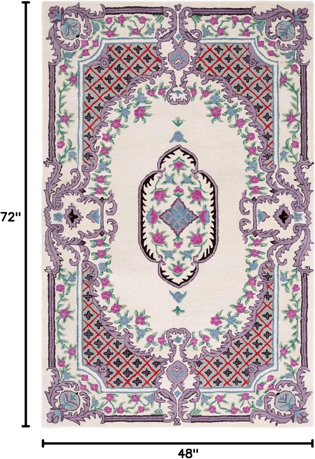 image:imageSAFAVIEH Area Rug 8x10 Bellagio Collection Large Blue amp Pink Handmade Wool Medallion Design Ideal for Living Room Bedroom Office Dining Space BLG535MIvory