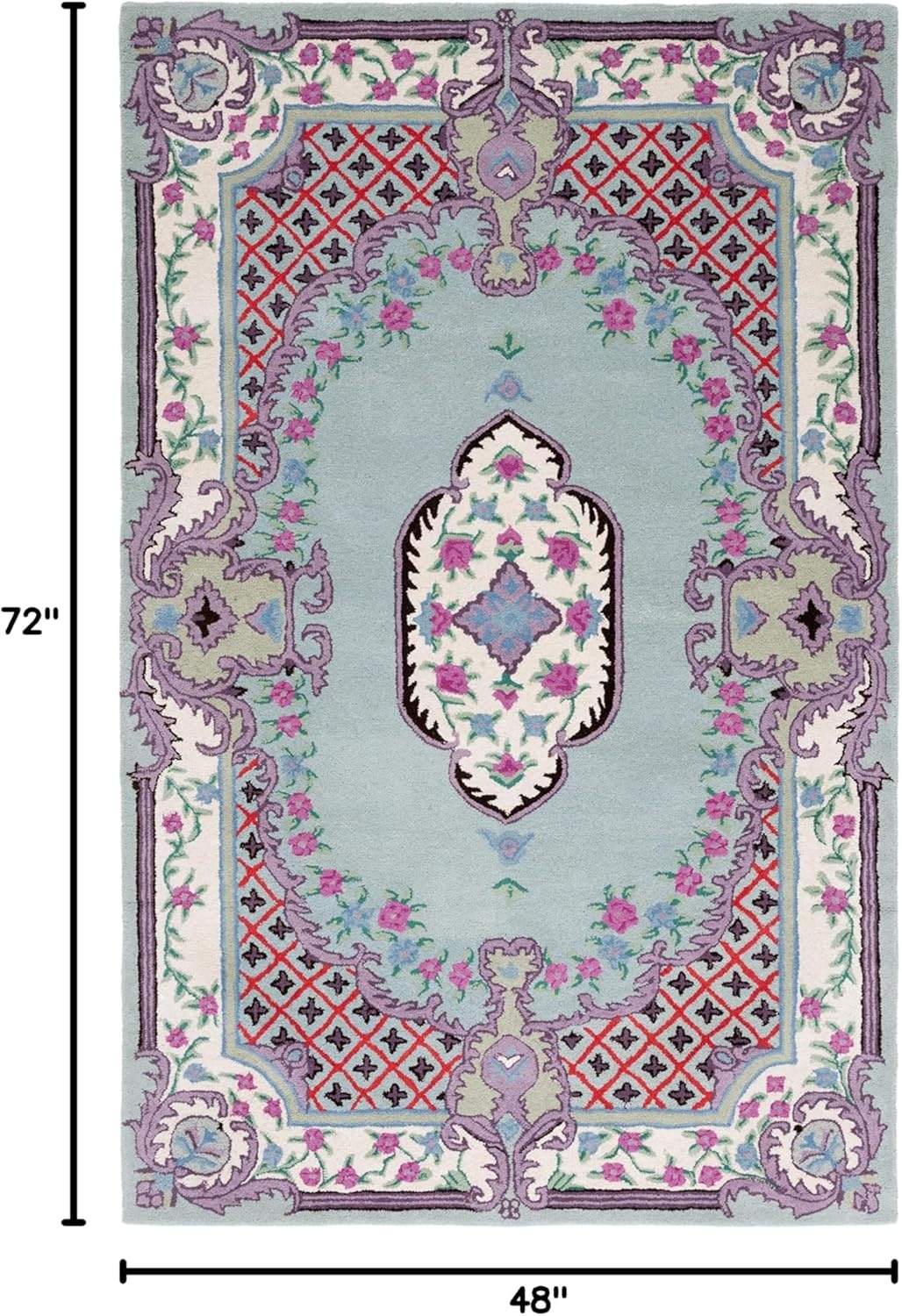 image:imageSAFAVIEH Area Rug 8x10 Bellagio Collection Large Blue amp Pink Handmade Wool Medallion Design Ideal for Living Room Bedroom Office Dining Space BLG535MLight GreenIvory