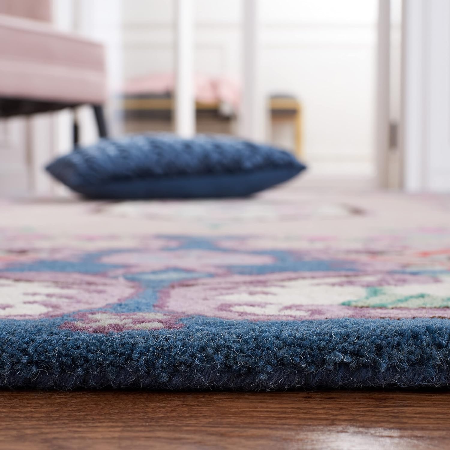 image:imageSAFAVIEH Area Rug 8x10 Bellagio Collection Large Blue amp Pink Handmade Wool Medallion Design Ideal for Living Room Bedroom Office Dining Space BLG535MPinkIvory