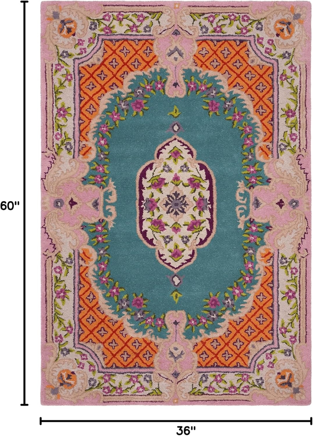 image:imageSAFAVIEH Area Rug 8x10 Bellagio Collection Large Blue amp Pink Handmade Wool Medallion Design Ideal for Living Room Bedroom Office Dining Space BLG535MBluePink