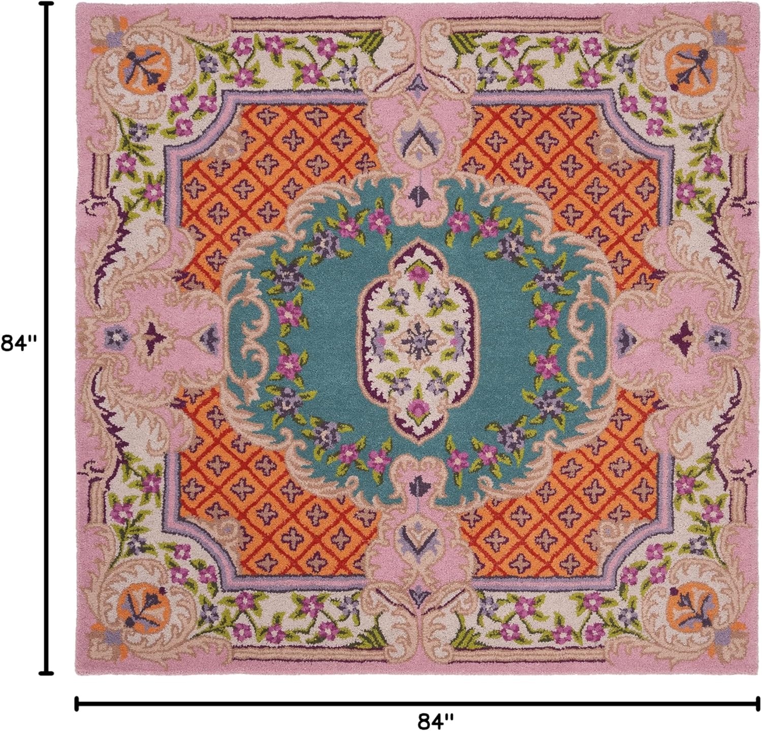 image:imageSAFAVIEH Area Rug 8x10 Bellagio Collection Large Blue amp Pink Handmade Wool Medallion Design Ideal for Living Room Bedroom Office Dining Space BLG535MBluePink
