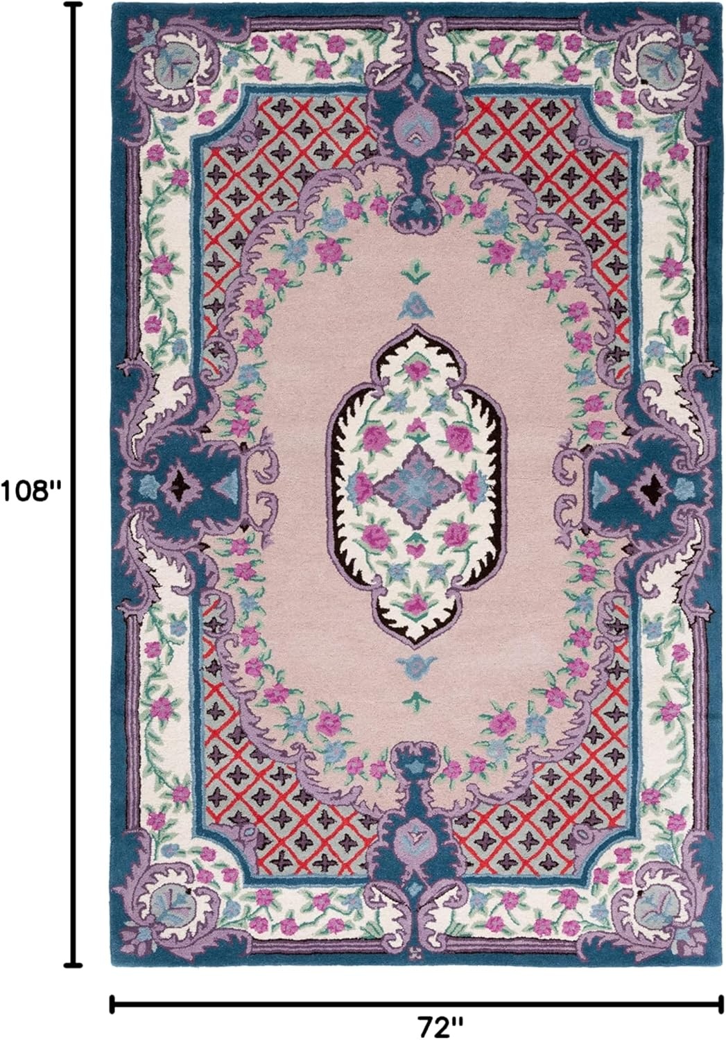 image:imageSAFAVIEH Area Rug 8x10 Bellagio Collection Large Blue amp Pink Handmade Wool Medallion Design Ideal for Living Room Bedroom Office Dining Space BLG535MPinkIvory