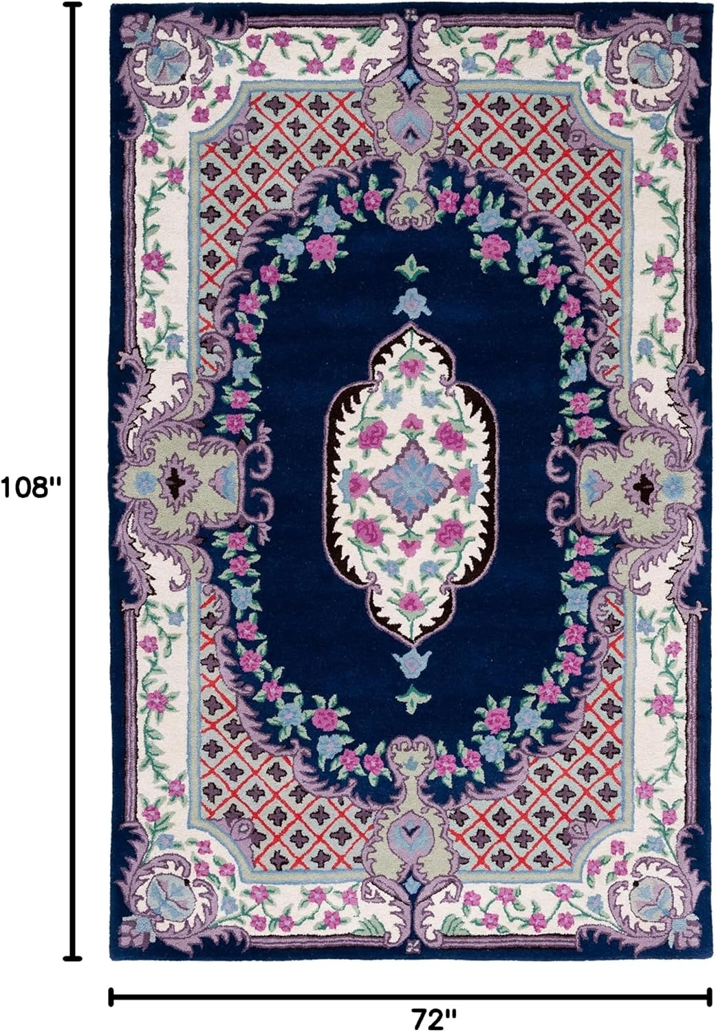image:imageSAFAVIEH Area Rug 8x10 Bellagio Collection Large Blue amp Pink Handmade Wool Medallion Design Ideal for Living Room Bedroom Office Dining Space BLG535MNavyIvory