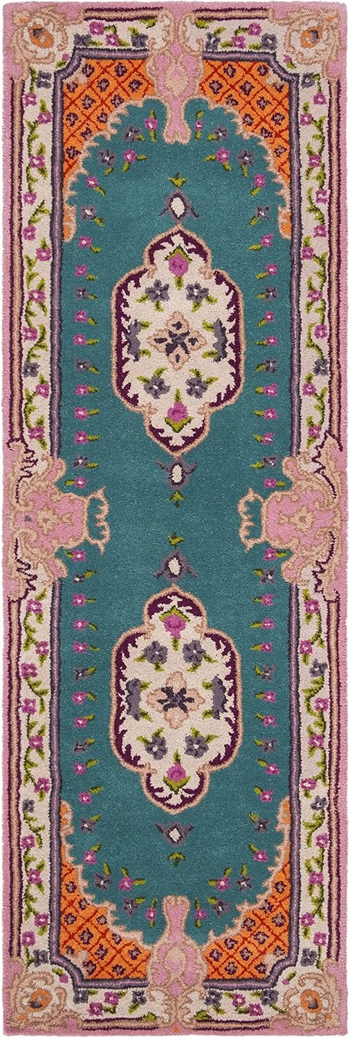 image:imageSAFAVIEH Area Rug 8x10 Bellagio Collection Large Blue amp Pink Handmade Wool Medallion Design Ideal for Living Room Bedroom Office Dining Space BLG535MBluePink