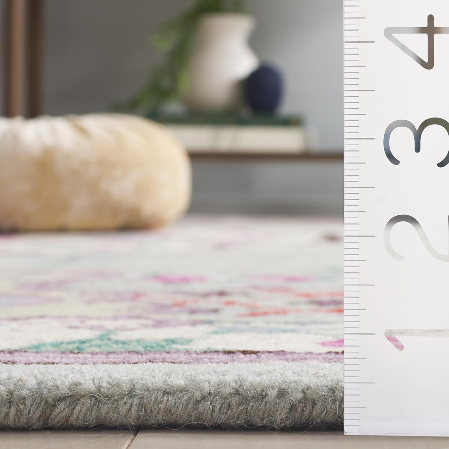 image:imageSAFAVIEH Area Rug 8x10 Bellagio Collection Large Blue amp Pink Handmade Wool Medallion Design Ideal for Living Room Bedroom Office Dining Space BLG535MLight GreenIvory