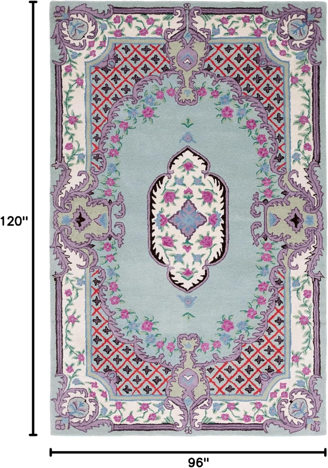 image:imageSAFAVIEH Area Rug 8x10 Bellagio Collection Large Blue amp Pink Handmade Wool Medallion Design Ideal for Living Room Bedroom Office Dining Space BLG535MLight GreenIvory